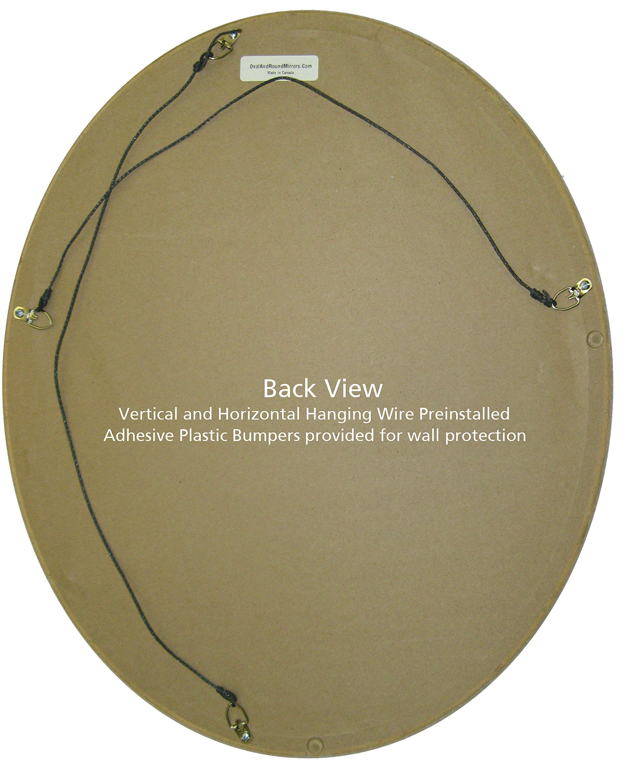OVALCREST Lancaster Style Oval Beveled Wall Mirror - 25x29 Inches Taupe Framed Mirror for Living Room, Bedroom & Entryway Decor