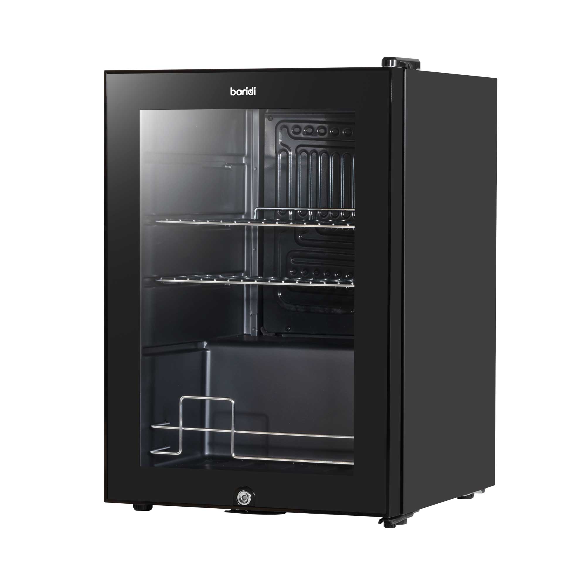 Baridi 60L Beer & Drinks Refrigerator with LED Light - Black Glass Door Mini Fridge for Home, Office, Bar & Party | Energy Efficient Beverage Cooler DH62