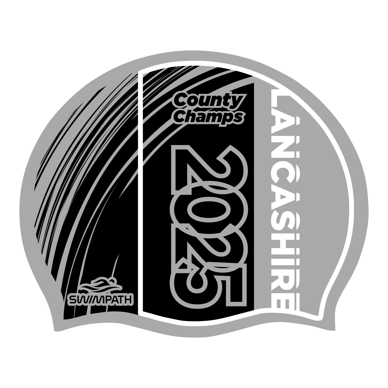 Lancashire County ASA Championships 2025 Competition Swimming Cap - Premium Silicone Suede Material, Silver Color - Perfect for Competitive Swimmers & Training Sessions