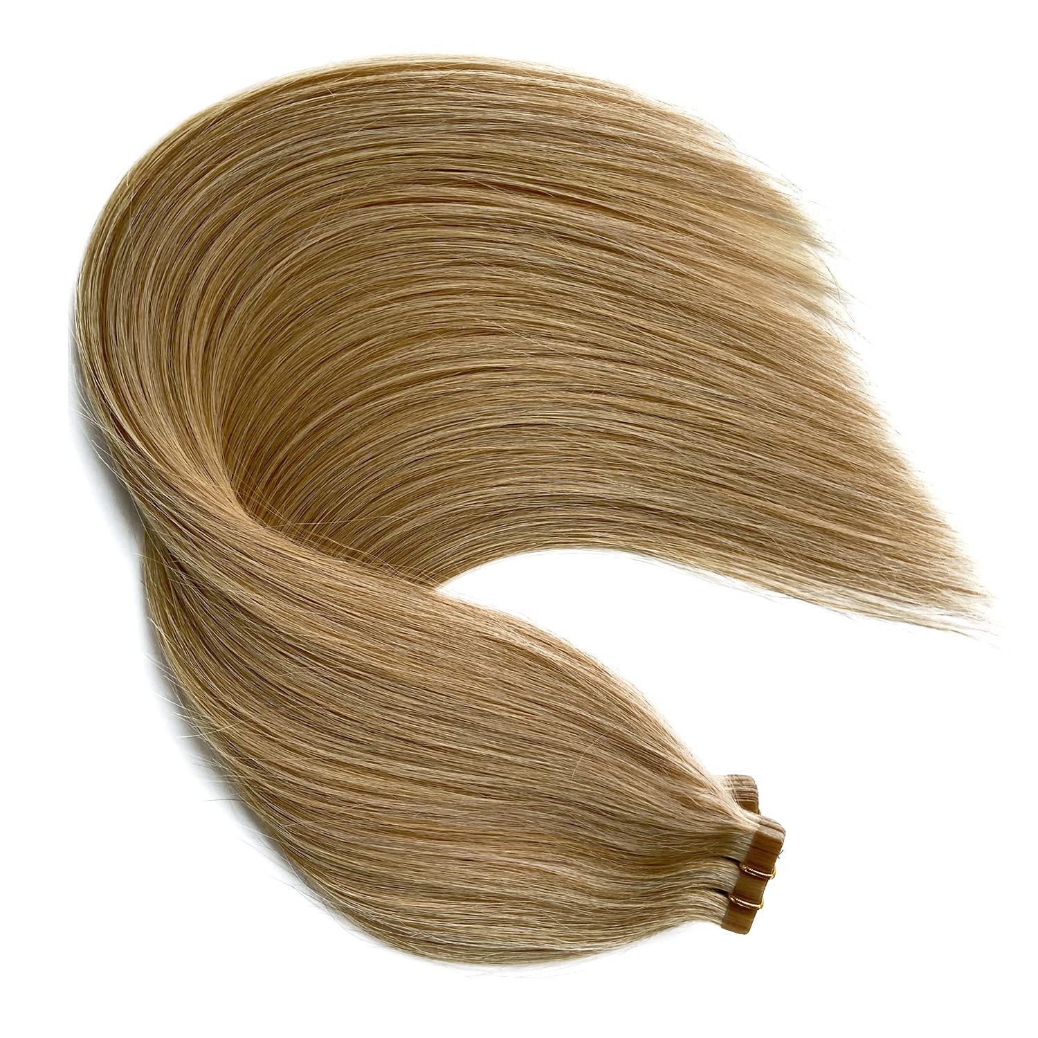 Ubetta Tape in Hair Extensions 20 Inch - 20 Pieces Real Human Hair, Seamless Skin Weft with Double Sided Adhesive - Invisible Golden Blonde Colored Hair Extensions 50g for Women - Perfect for Volume, Length & Styling for Parties, Weddings & Daily Wear
