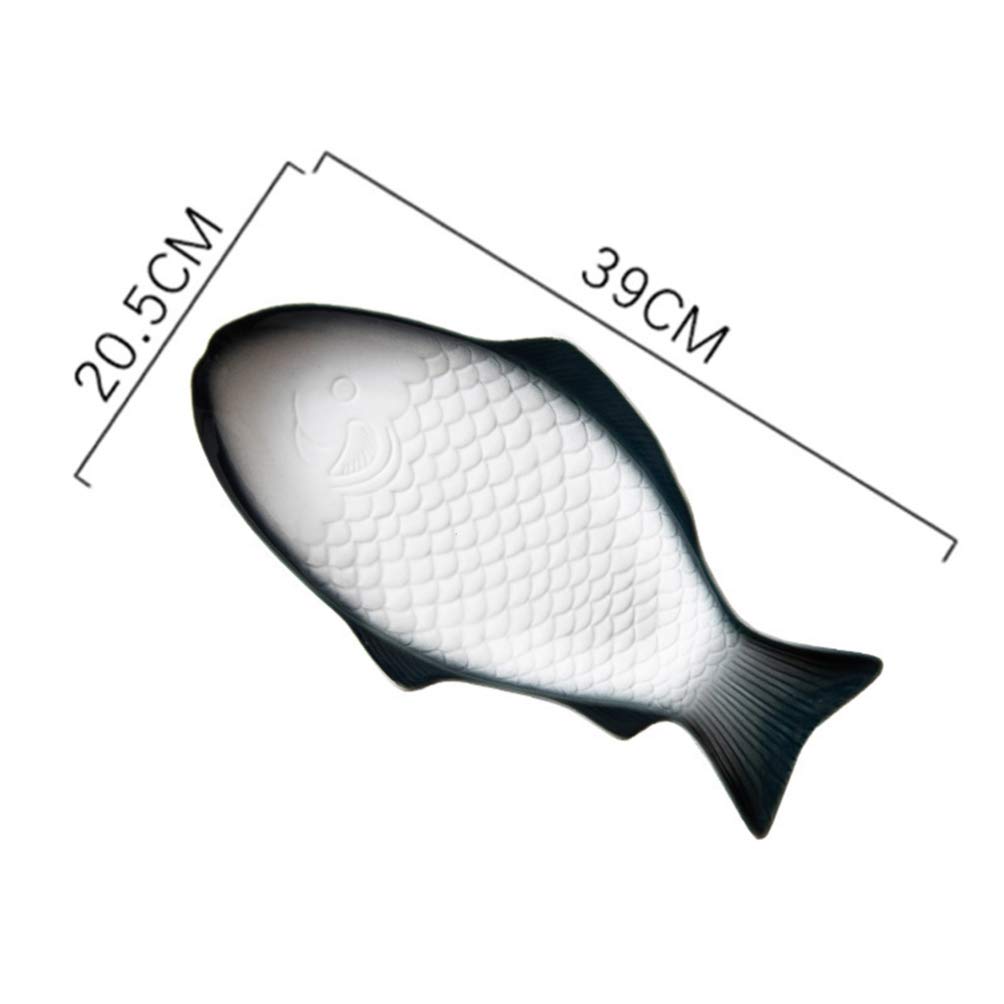 DOITOOL 15-Inch Dark Green Fish Shaped Ceramic Plate - Creative Serving Dish for Sushi, Appetizers & Snacks - Elegant Home & Restaurant Decorative Platter for Parties, Dining & Food Display