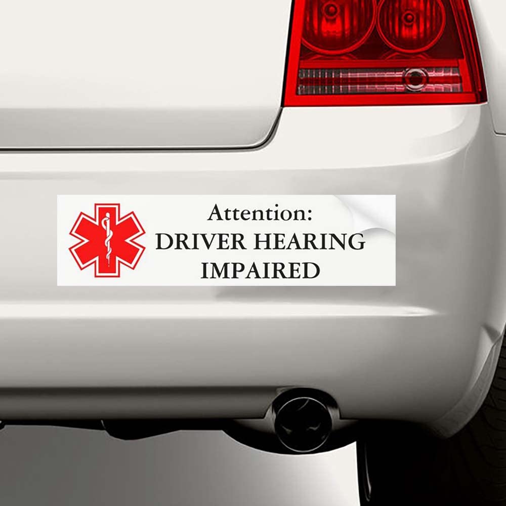 Hearing Impaired Driver Bumper Sticker - Funny Car Decals for Windows & Bumpers - Perfect for Raising Awareness & Adding Humor to Your Vehicle
