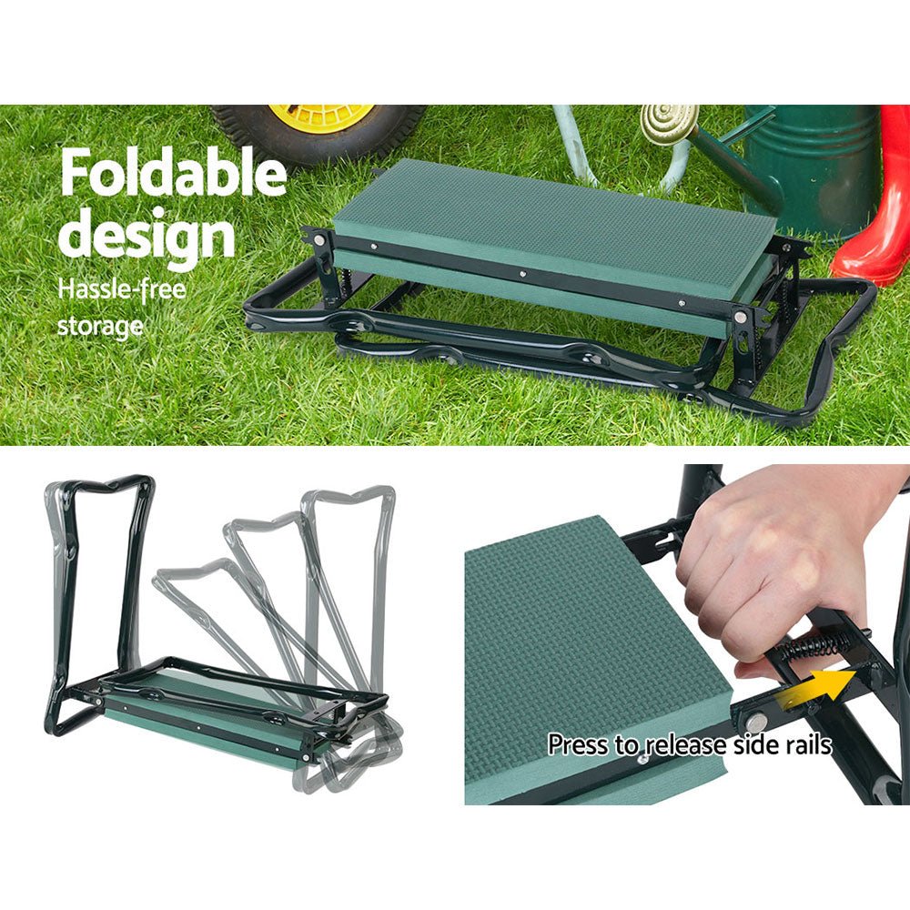 3-in-1 Foldable Garden Kneeler with Padded Seat - Convertible Outdoor Bench & Knee Pad for Gardening, Weeding & Yard Work