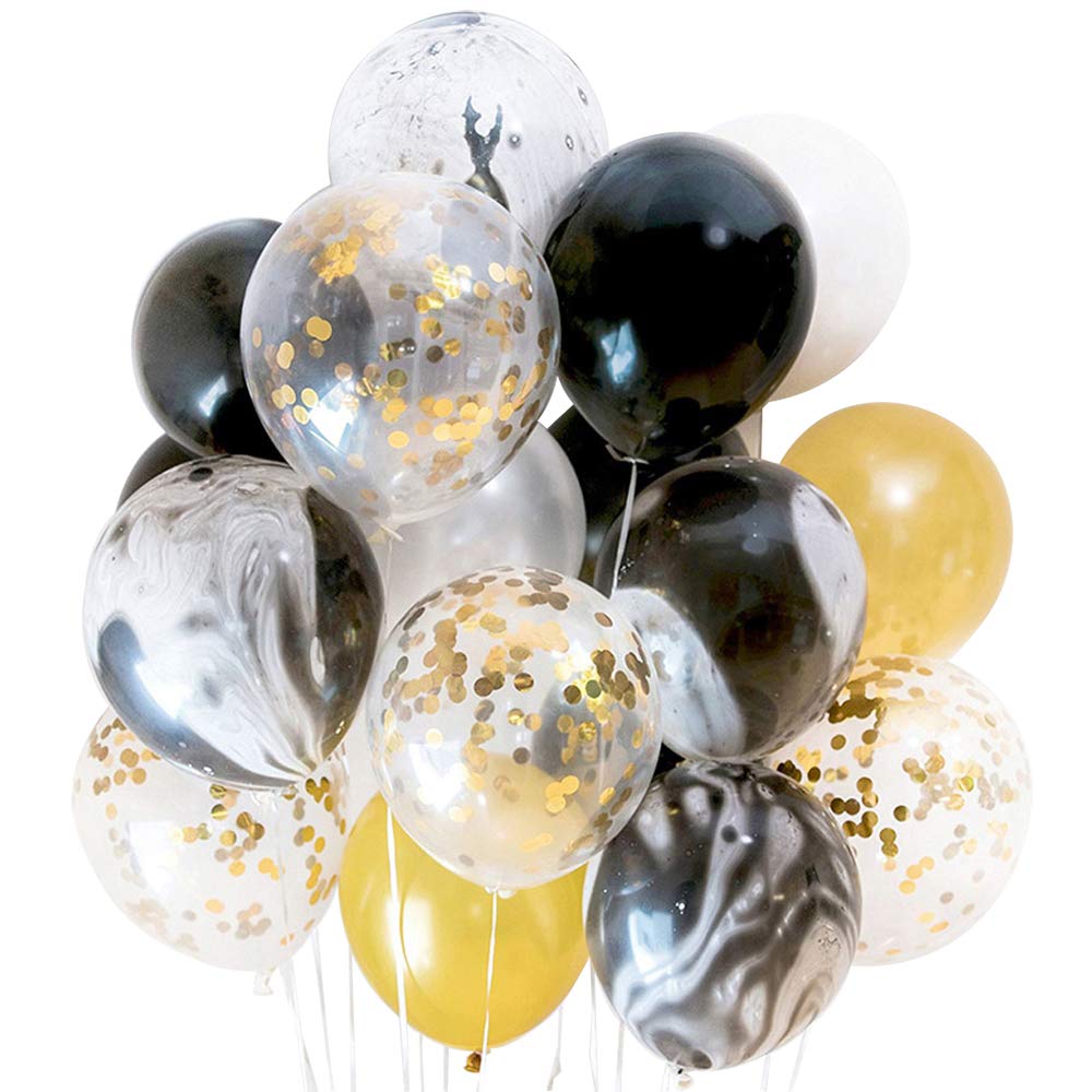 Happy 1st Birthday Banner & Balloons Set - Gold & Black Party Decorations for Baby's First Birthday - Perfect for Birthday Parties, Photo Backdrops & Celebrations