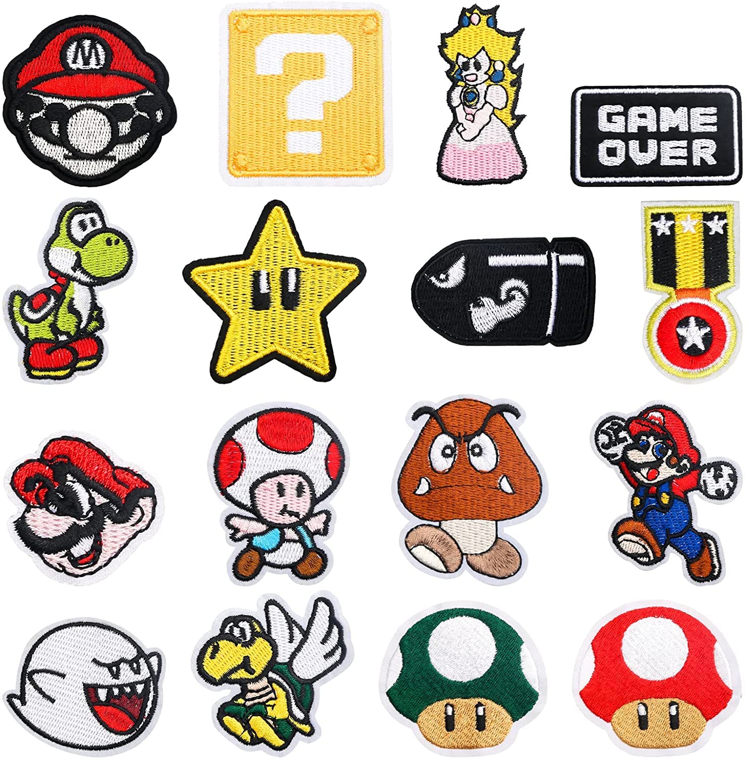 16 Pieces Embroidered Iron On & Sew On Patches - Cute Cartoon Anime Fabric Repair Patches for Clothes, Jeans, Jackets, Hats & Backpacks - Perfect for DIY Fashion, Costumes & Personalizing Kids/Adult Apparel
