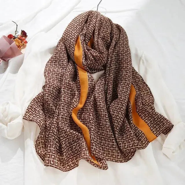 Luxury Striped Scarves for Women - Soft Cashmere & Silk Blend - Elegant Fashion Accessory for Winter, Office & Special Occasions