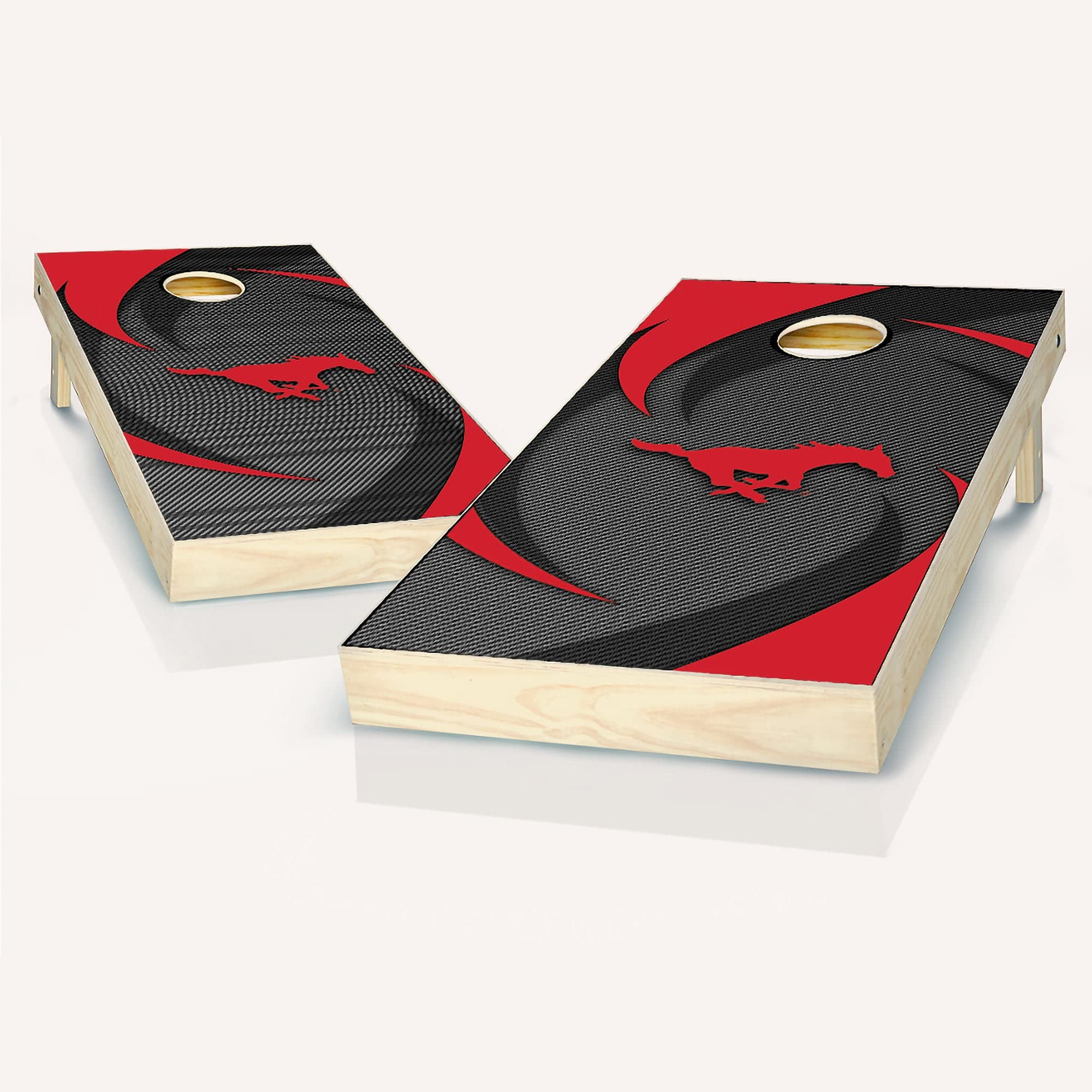 Skip's Garage SMU Themed Cornhole Board Set - Official Team Logo Design - Regulation Size Bean Bag Toss Game for Tailgating, Backyard Parties & College Events