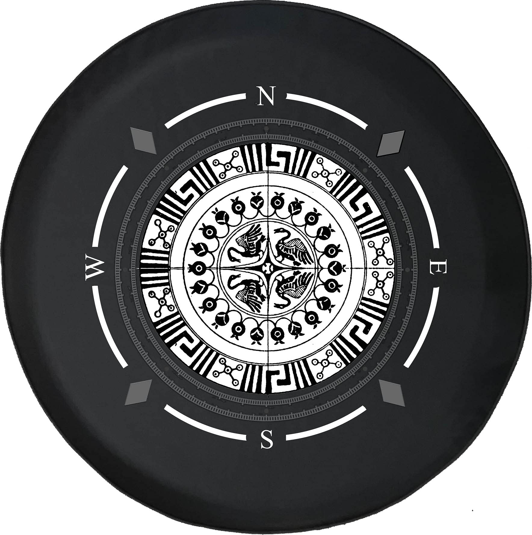 Premium American Unlimited Spare Tire Cover with Ancient Greek Compass Design - Universal Fit for SUVs, Trailers, RVs & Most Vehicles | Durable Wheel Protection for Off-Road Adventures & Camping Trips