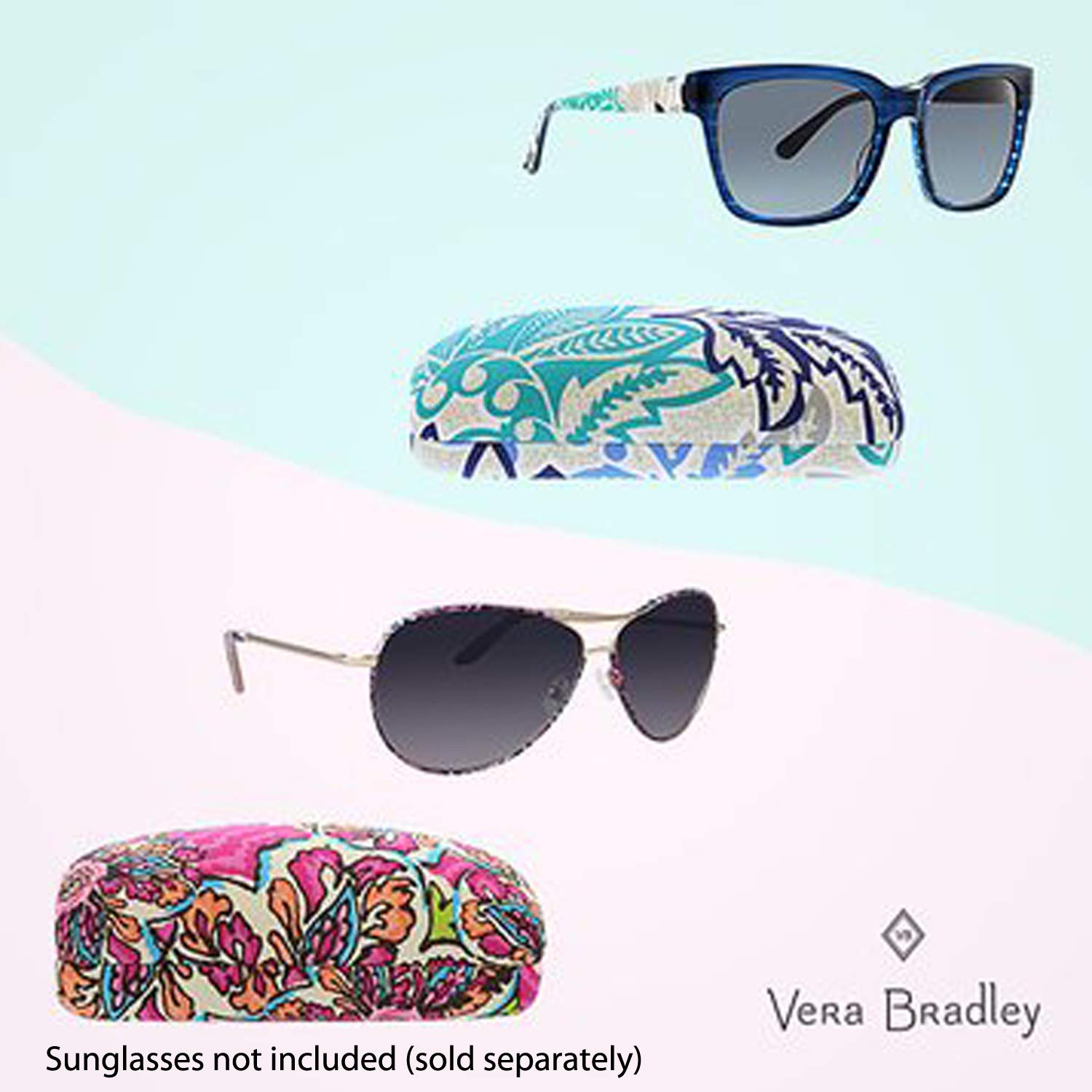 Vera Bradley Sunglasses & Eyeglasses Hard Shell Protective Case - Stylish Clamshell Design for Travel, Beach, and Everyday Use