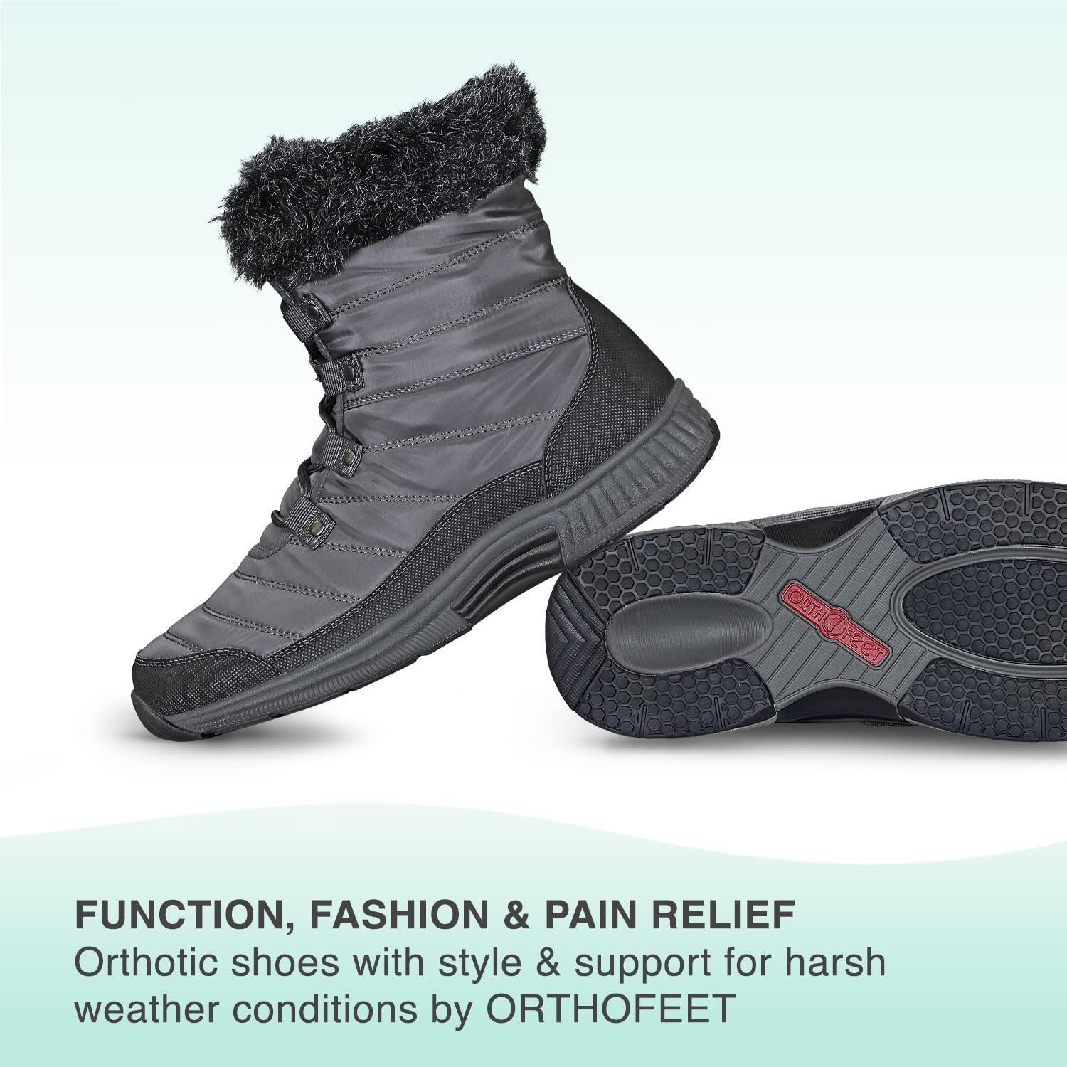 Orthofeet Women's Orthopedic Winter Boots - Waterproof, Comfortable & Supportive for Plantar Fasciitis, Arthritis - Ideal for Snow, Hiking & Cold Weather Activities