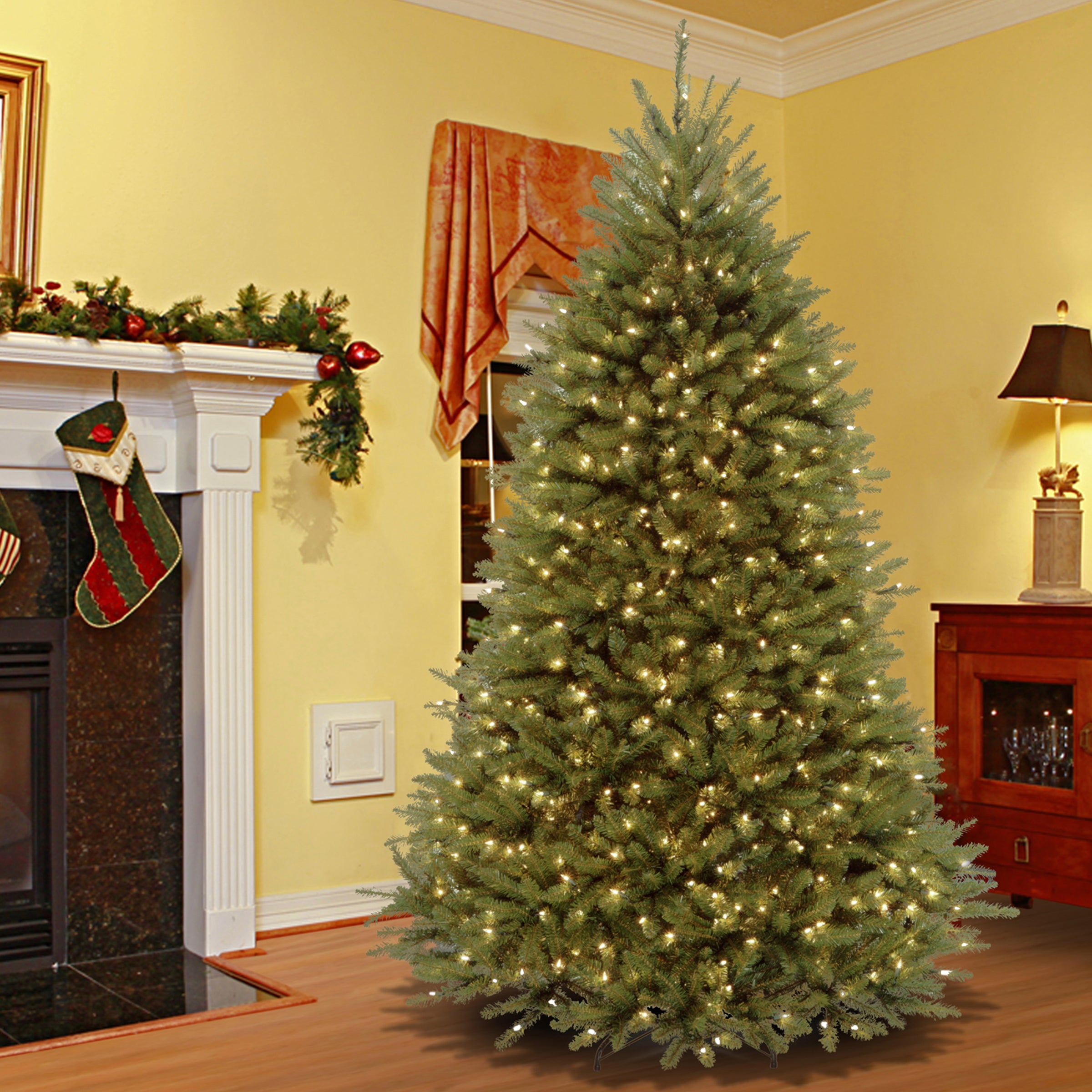 7.5 ft Pre-Lit Dunhill Fir Artificial Christmas Tree with Clear LED Lights - Perfect for Home, Office, and Holiday Decorations