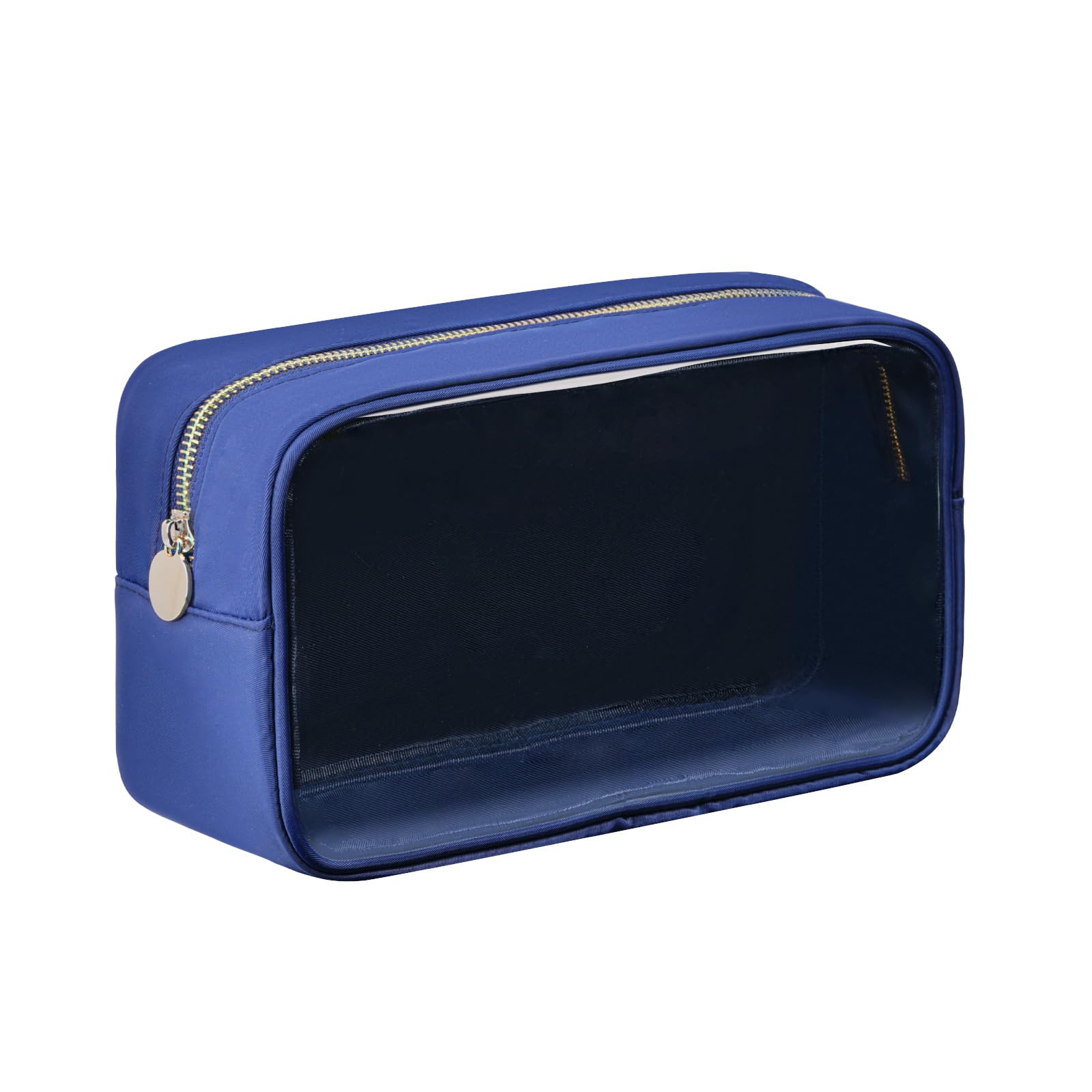 Waterproof Clear Travel Toiletry Bag for Cosmetics & Makeup - TPU & Nylon Zipper Pouch (Large, Navy Blue) | Perfect for TSA Compliance, Air Travel & Organizing Bathroom Essentials