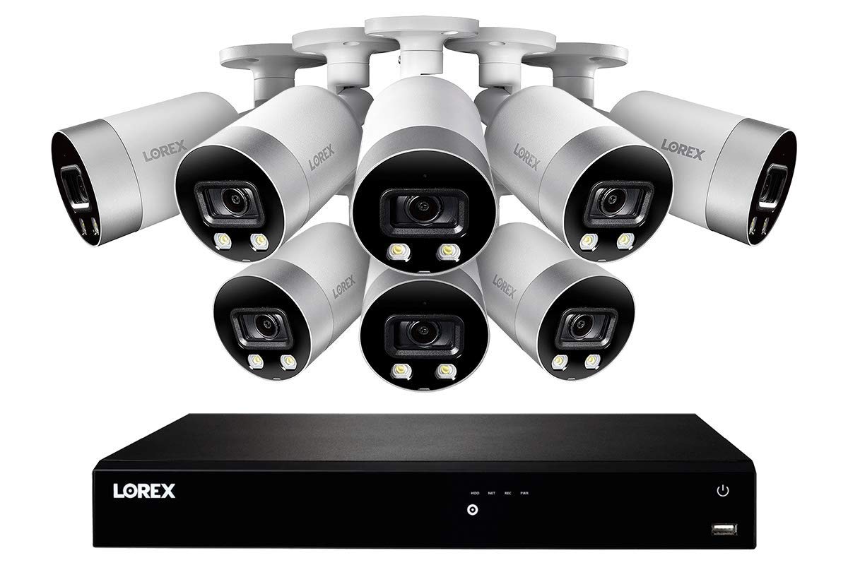 Lorex 4K Ultra HD 16-Channel IP Security System with 8 Smart Deterrence 4K (8MP) Cameras - Smart Motion Detection & Voice Control for Home Security | Indoor/Outdoor Surveillance for Houses, Offices & Businesses