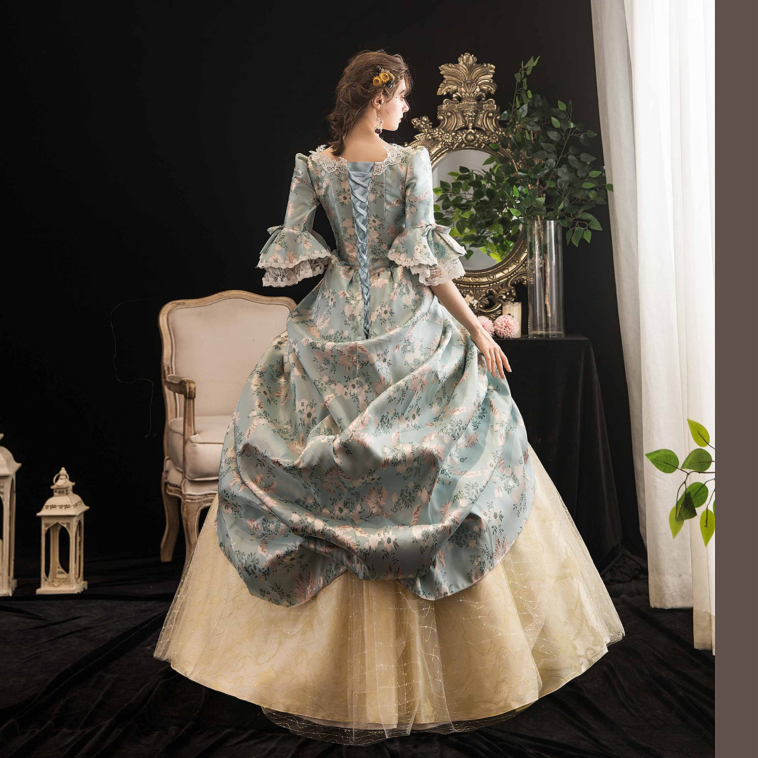 Victorian Ball Gown for Women - Elegant Long Party Dress with Rococo Details | Perfect for Masquerade Balls, Renaissance Fairs & Historical Reenactments