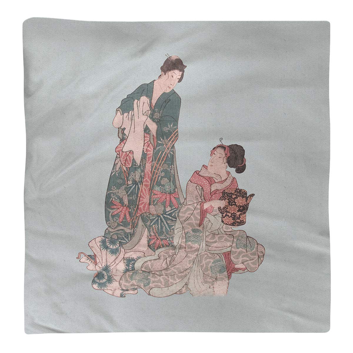 Utagawa Kuniyoshi The Wellspring of Romance Green Dinner Napkin Set - 10x10 Inch Japanese Art Printed Cotton Napkins for Fine Dining, Tea Parties & Home Decor