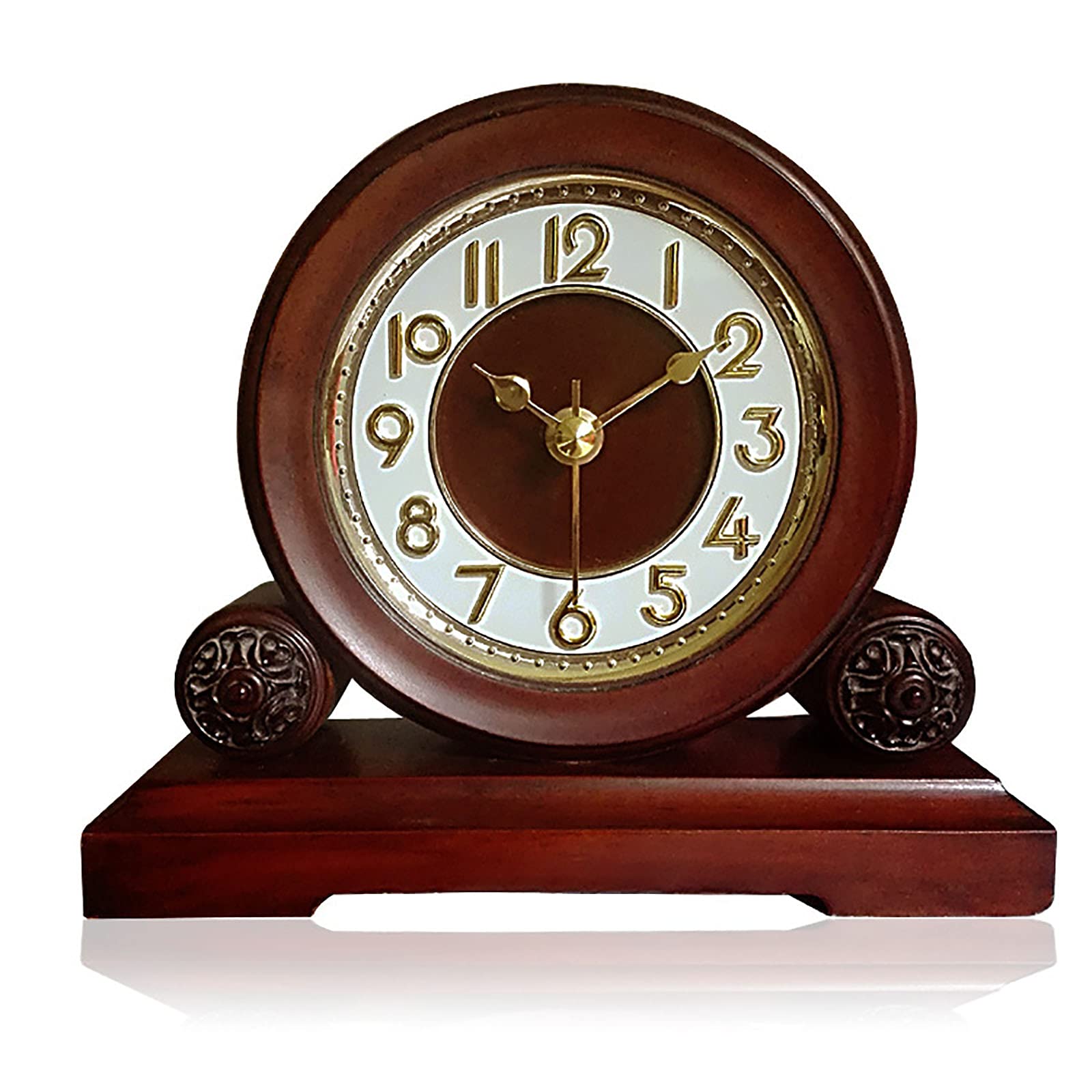 Vintage ZWYY Wooden Mantel Clock - Silent Non-Ticking Retro Desk & Shelf Clock for Bedroom, Living Room, Fireplace Decor - Perfect for Home, Office, and Gift Giving