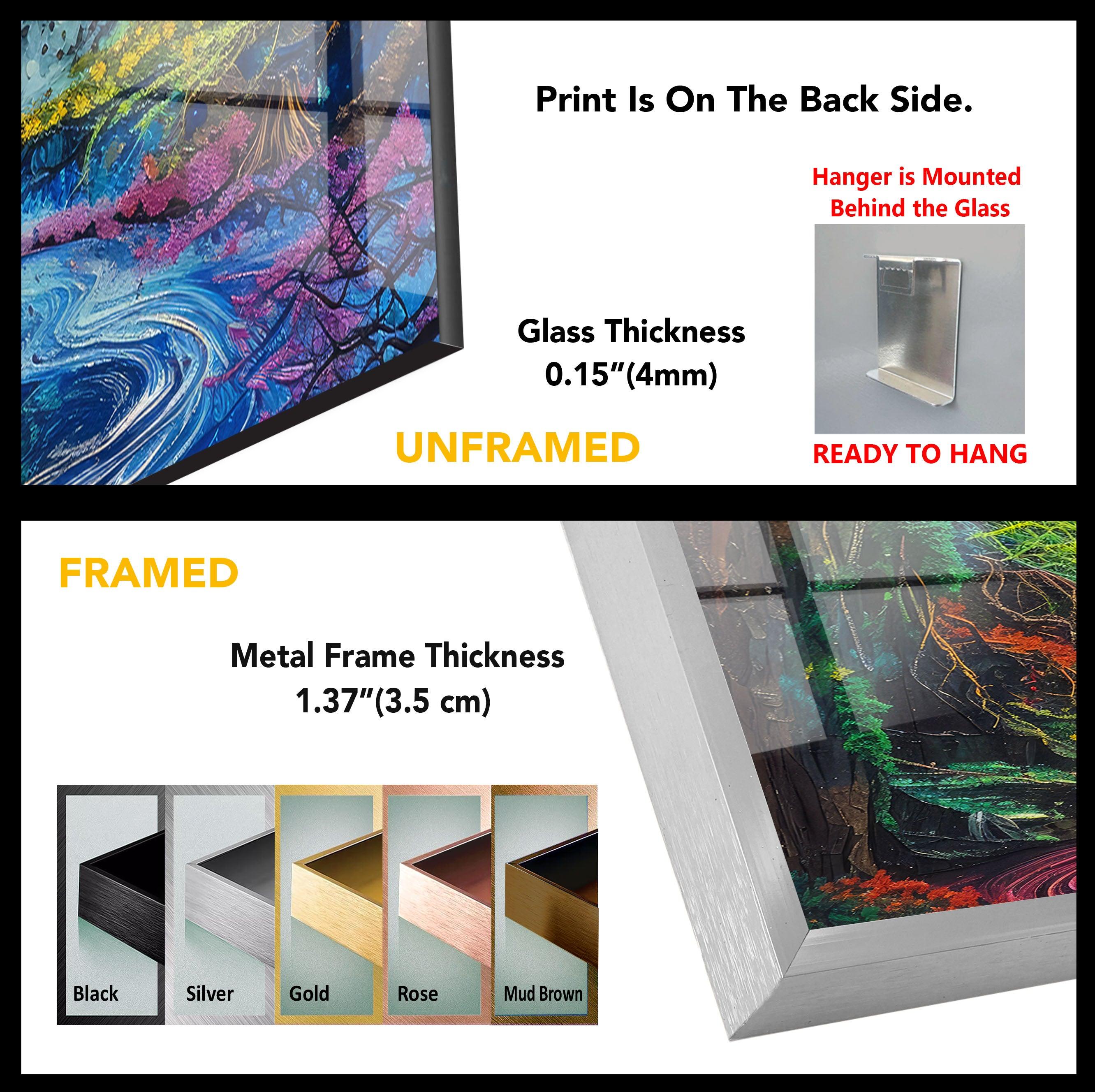 Vibrant Hand-Painted Glass Wall Art - Modern Abstract Canvas Painting for Living Room, Bedroom & Office Decor