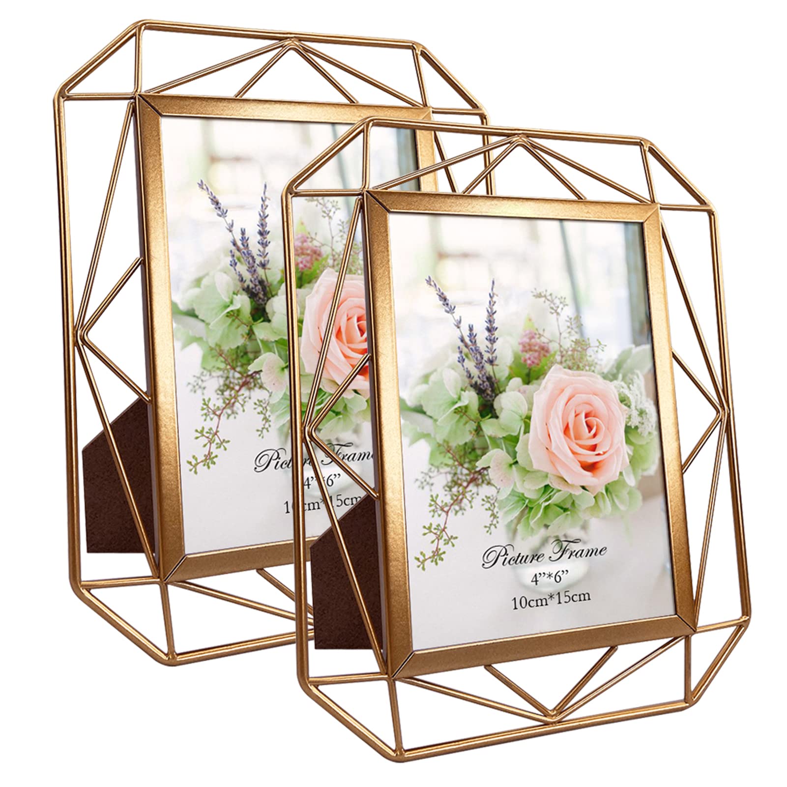 4x6 Picture Frame Set of 2 - Elegant Metal Photo Frames for Tabletop or Wall Display - Perfect for Home, Office Decor & Gift Giving - Showcase 4 by 6 Photos in Style