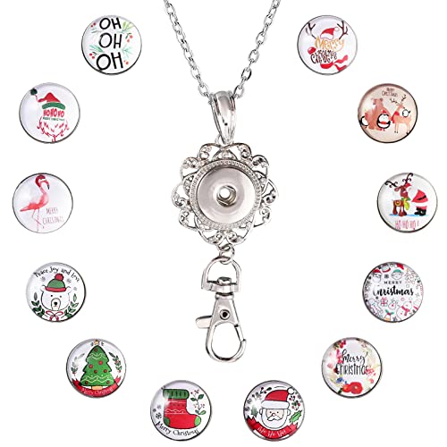 1+12 Xmas Deer Button Lanyard
