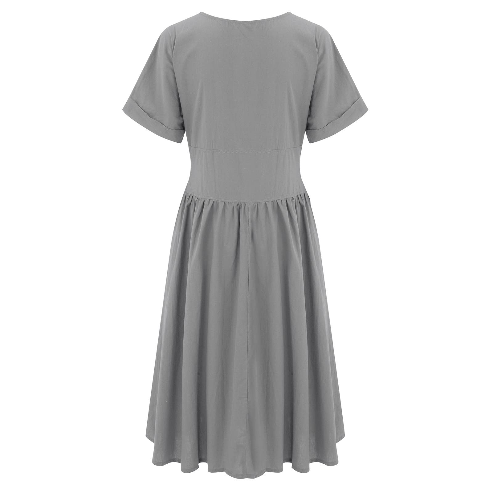 2024 Women's Spring Cotton Mini Dress with Pockets - Casual Short Sleeve Crew Neck Boho Style for Summer Beach Vacation & Everyday Wear