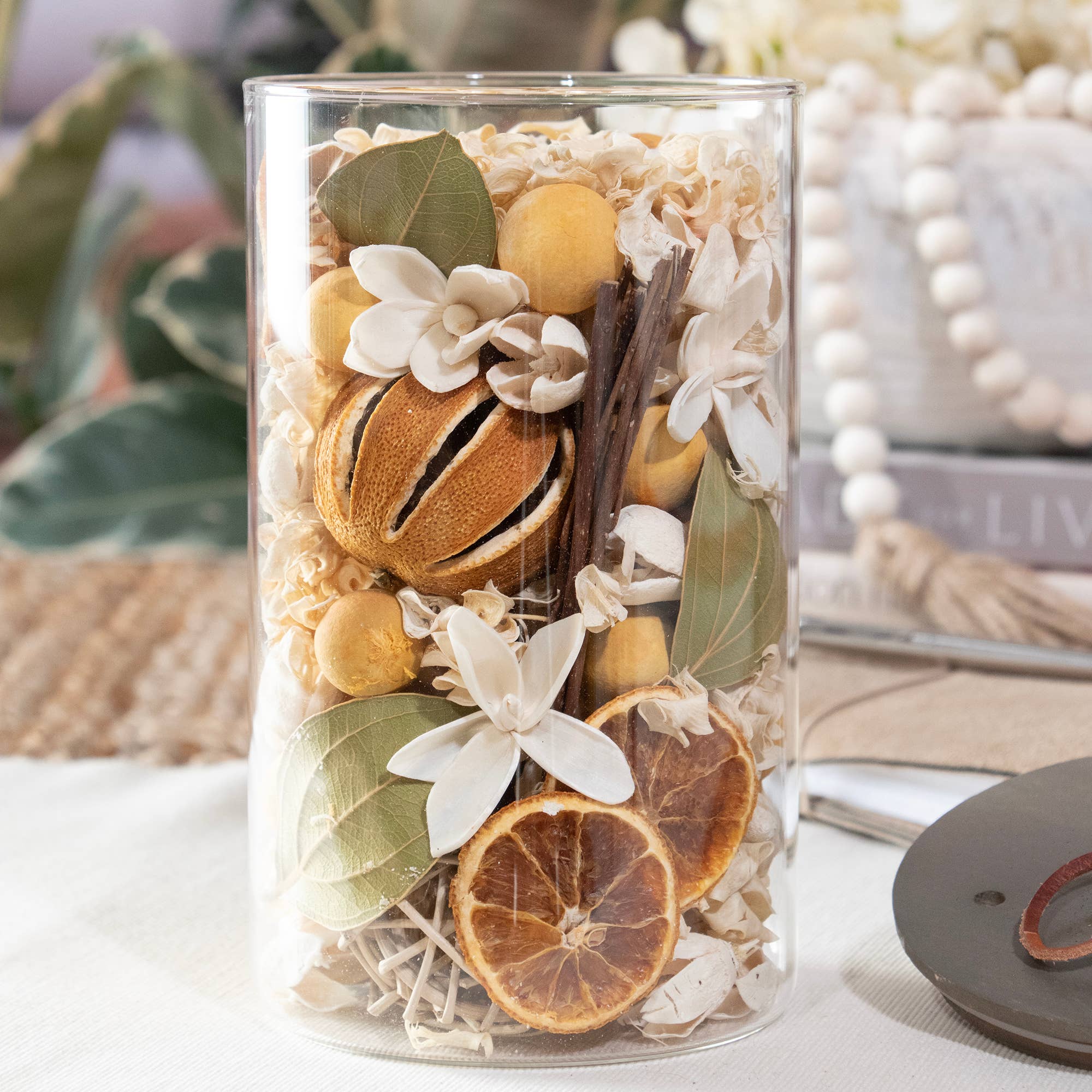 Lemon Zest & Thyme Potpourri Jar - Natural Aromatherapy Home Fragrance for Relaxation | Perfect for Living Room, Bedroom, and Bathroom Decor