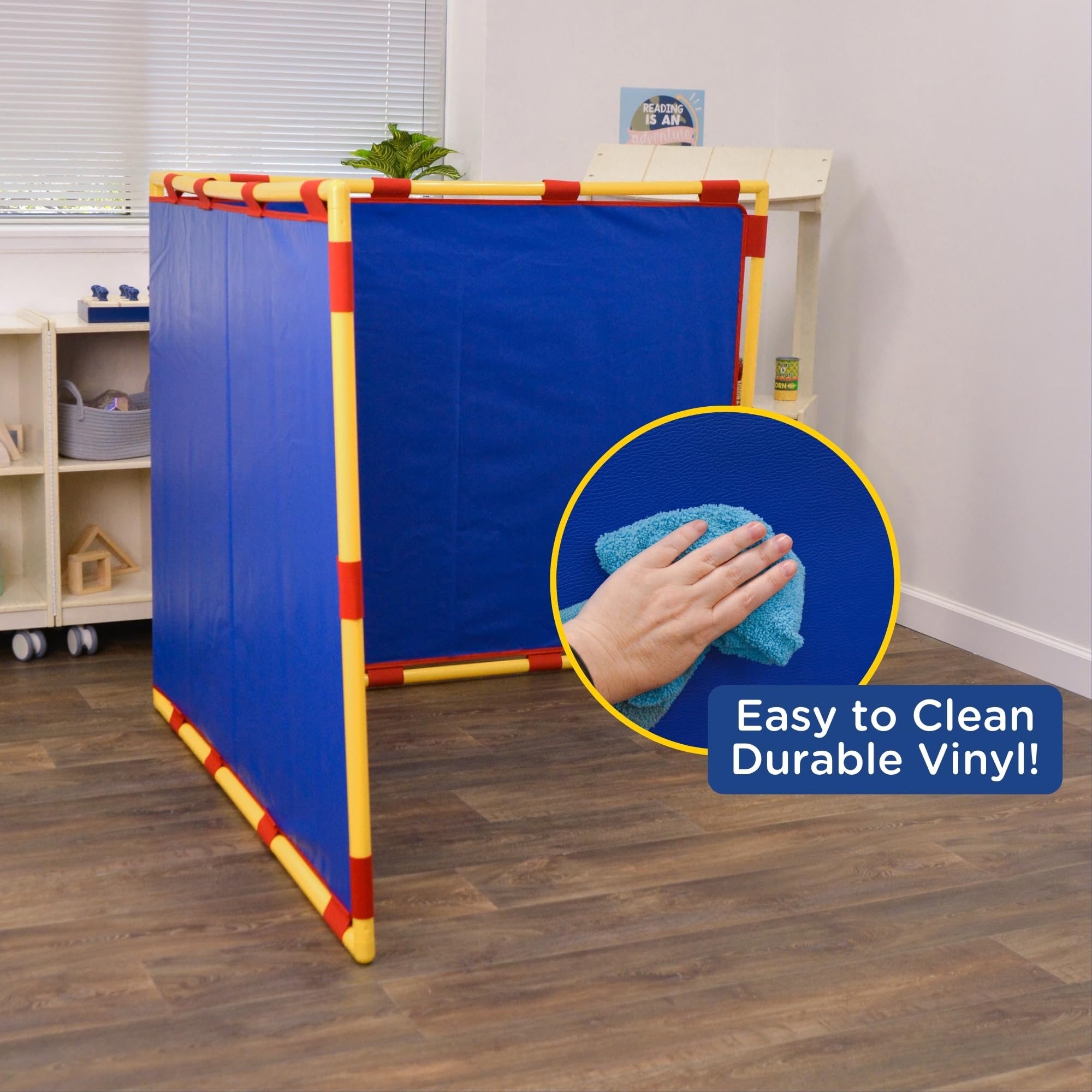 Children's Big Screen Right Angle PlayPanel - Kids Room Divider & Classroom Privacy Screen in Blue | Perfect for Daycares, Preschools & Homeschool Learning Spaces