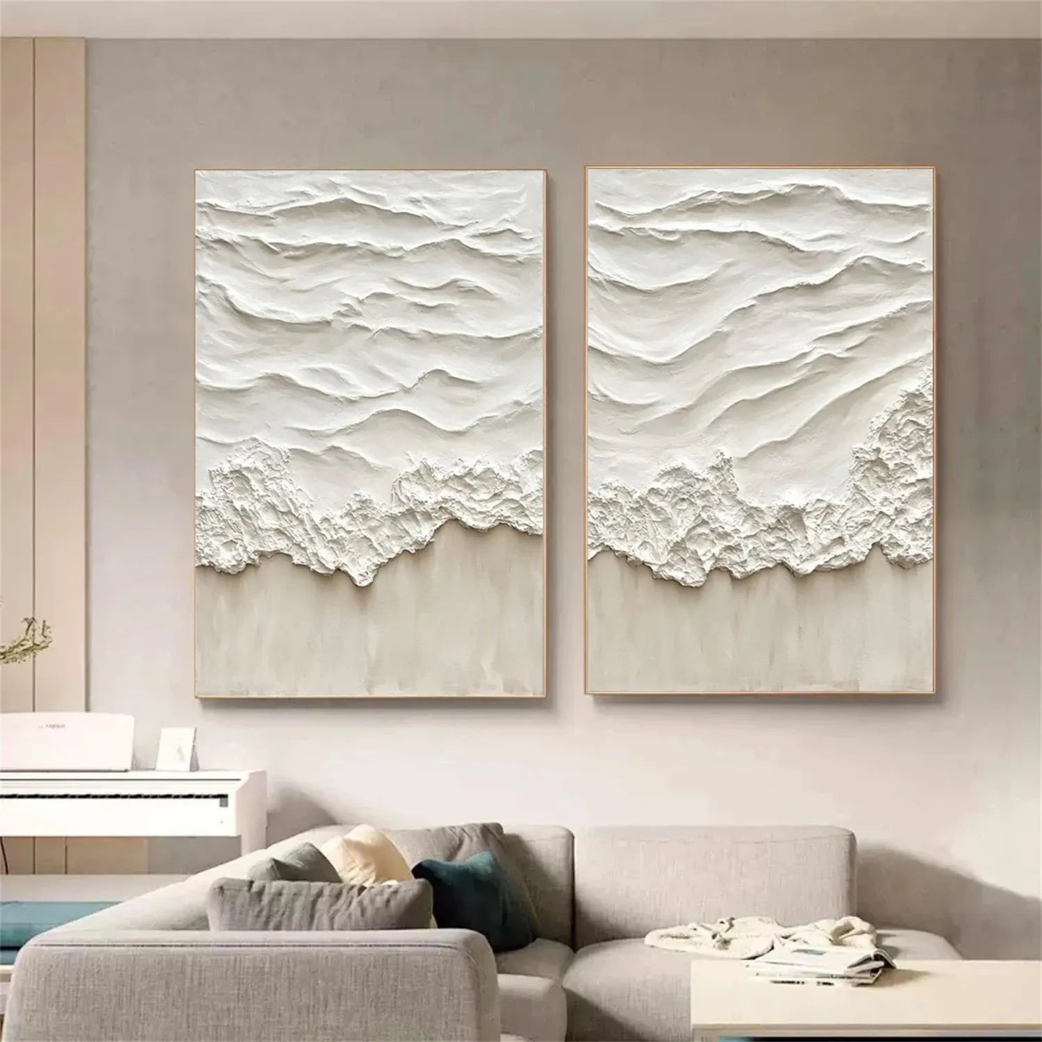 Ocean and Sky Painting Set of 2 - Modern Coastal Wall Art for Living Room & Bedroom Decor | Ready to Hang Canvas Prints | Home Office & Beach House Wall Decor