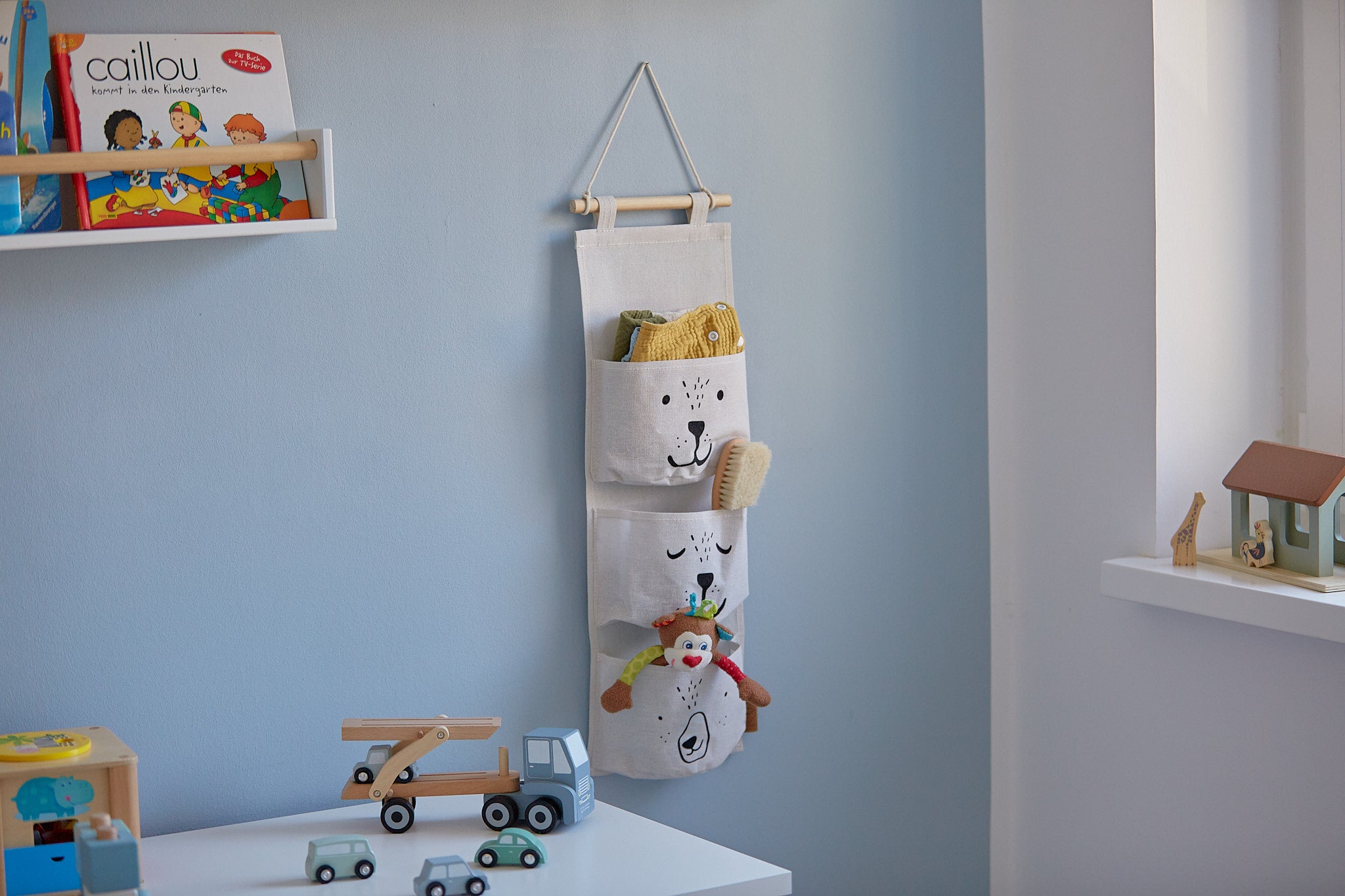Kids Hanging Organizer with 3 Pockets - Space Saving Closet Storage for Toys, Books & Clothes | Perfect for Bedrooms, Dorms & Playrooms