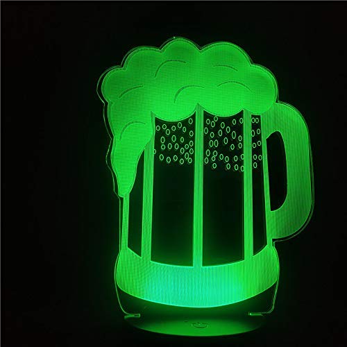 3D Illusion LED Beer Mug Night Light - 7 Color Changing Touch Lamp for Home, Desk, Table Decor - Perfect Gift for Christmas, Birthday, Kids & Beer Lovers - Creates Magical Ambiance for Parties, Bars, Bedrooms & Game Rooms