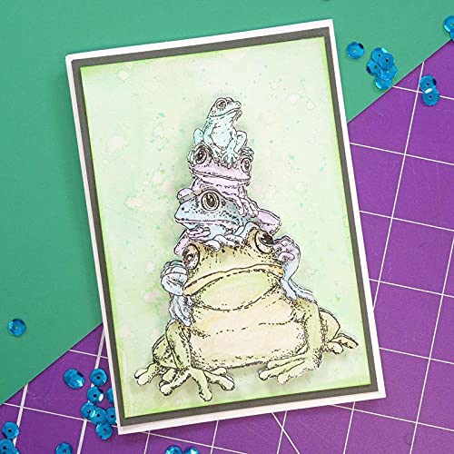 Frog Family A6 Stamp Set - Cute Animal Stamps for Scrapbooking, Card Making & DIY Crafts - Perfect for Greeting Cards, Journals & Scrapbook Projects