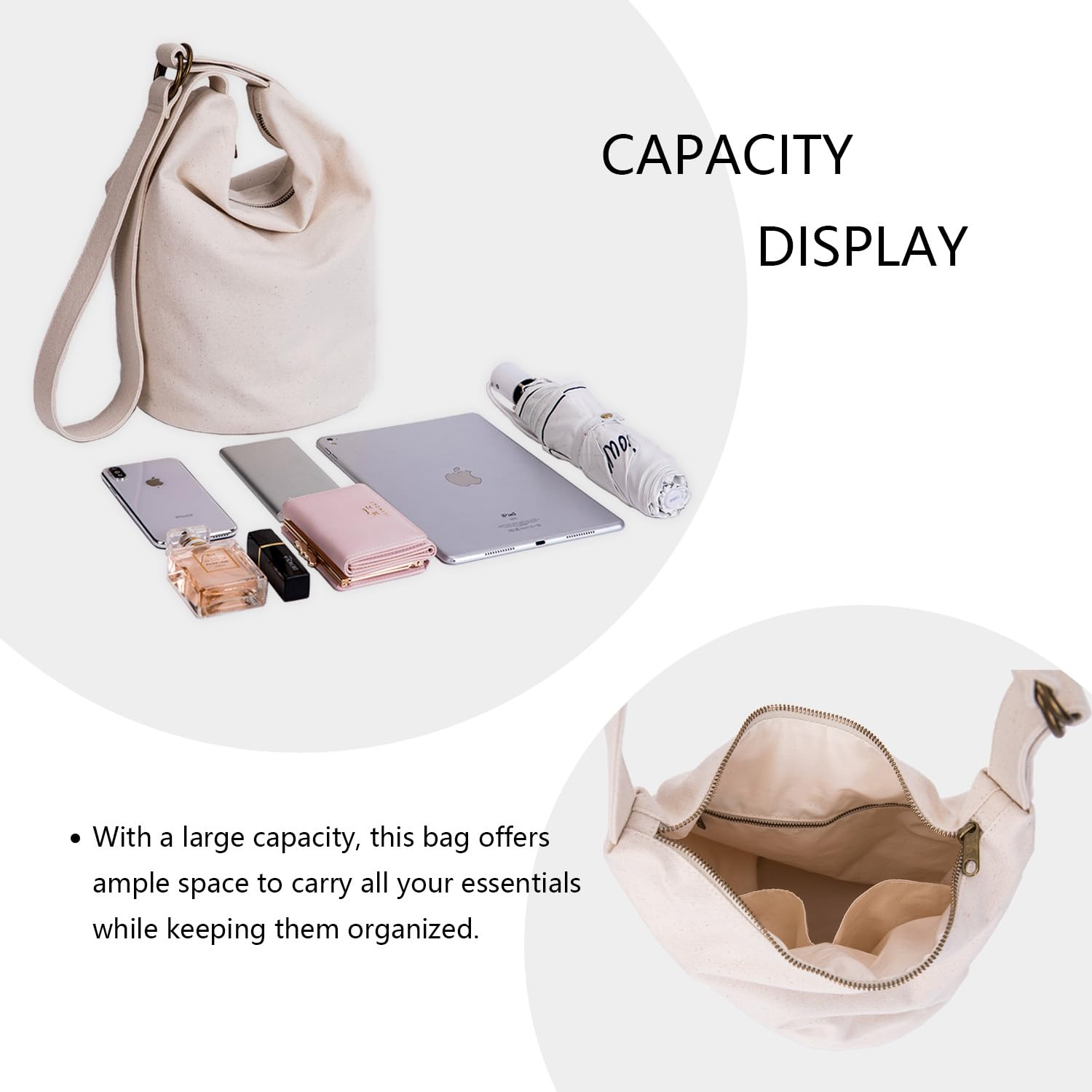 Lightweight Stylish Crossbody Bucket Bag with Round Bottom - Perfect for Travel, Shopping & Everyday Use (Black)