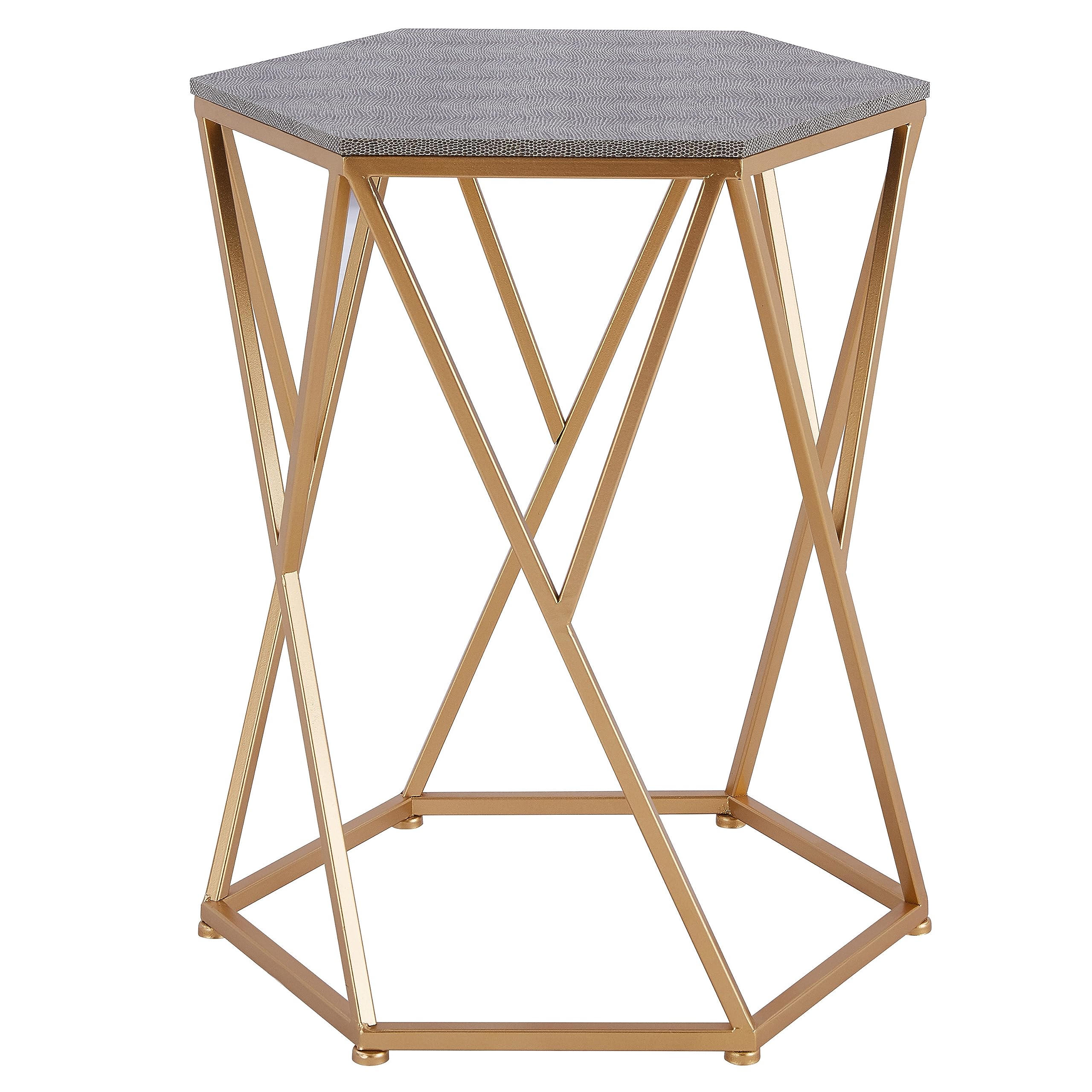 Cressa Faux Shagreen Side Table or End Table in Gray - Modern Accent Furniture for Living Room, Bedroom & Office Decor