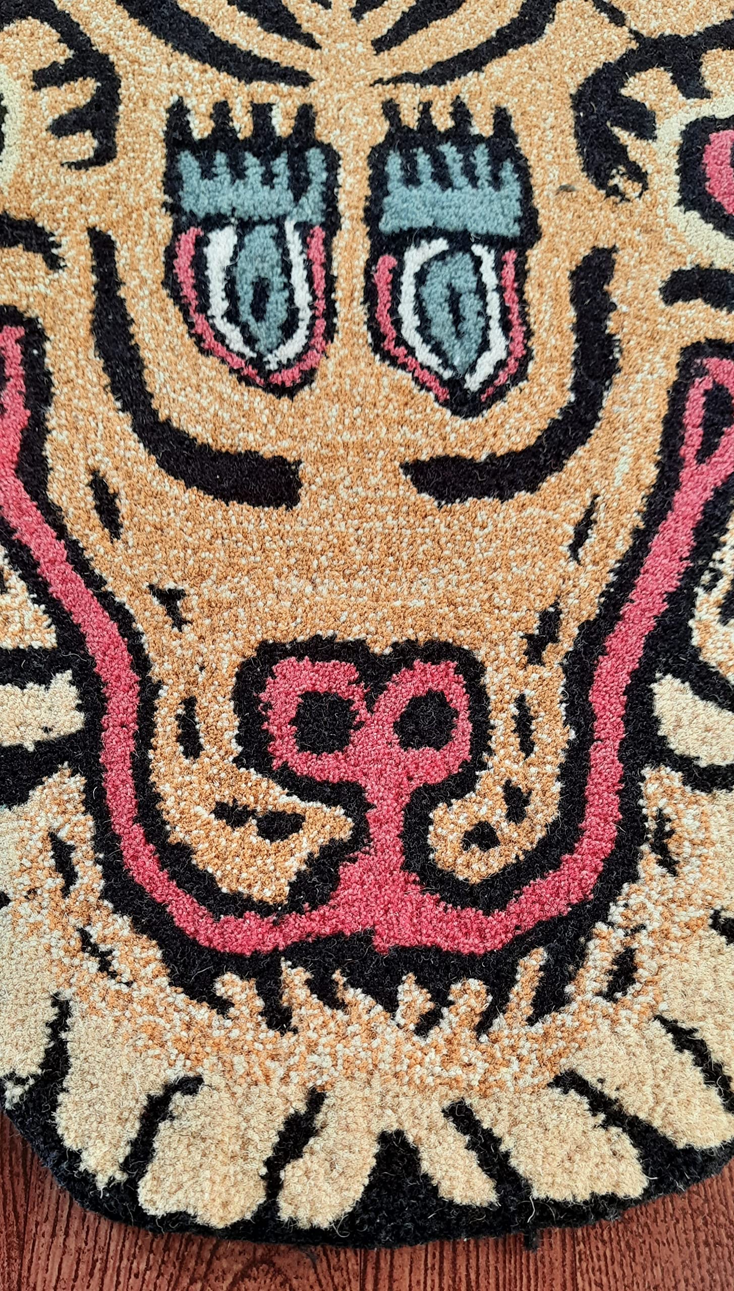 Handmade 100% Wool Tibetan Tiger Skin Pattern Rug 3x5 ft - Tufted Animal Print Carpet for Living Room, Bedroom & Home Decor | Boho Chic, Luxury Floor Mat for Cozy Spaces