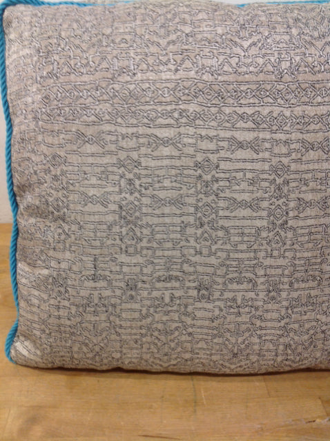 Premium 16-Inch Grey & Aqua Print Decorative Throw Pillow - Soft Couch Pillow for Sofa, Bed, Nursery & Home Decor
