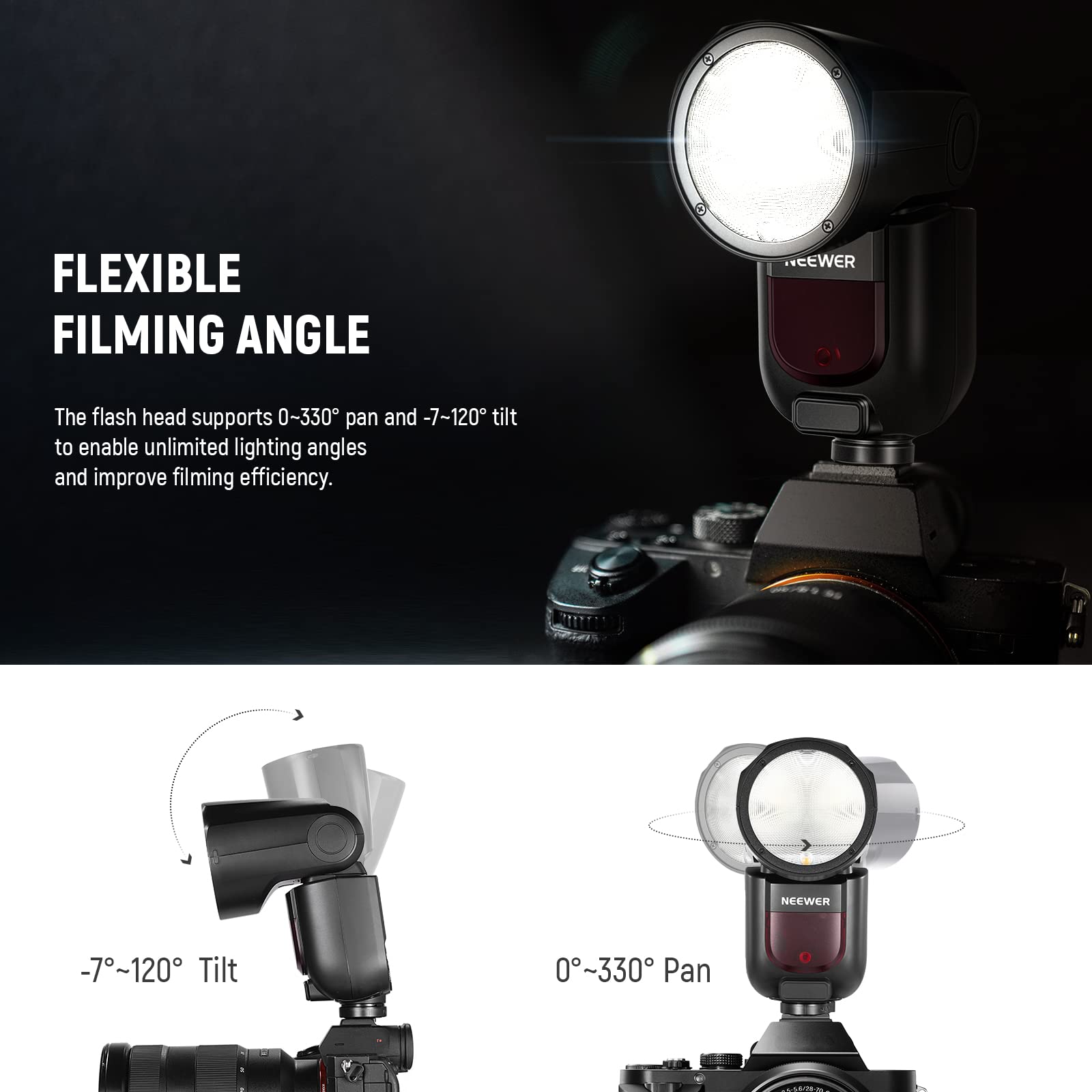 NEEWER Z1-S TTL Round Head Flash Speedlite for Sony Cameras - 76Ws 2.4G Wireless Flash with 1/8000s HSS & 10-Level LED Modeling Light - 480 Full Power Sockets - Perfect for Portrait, Wedding, and Studio Photography