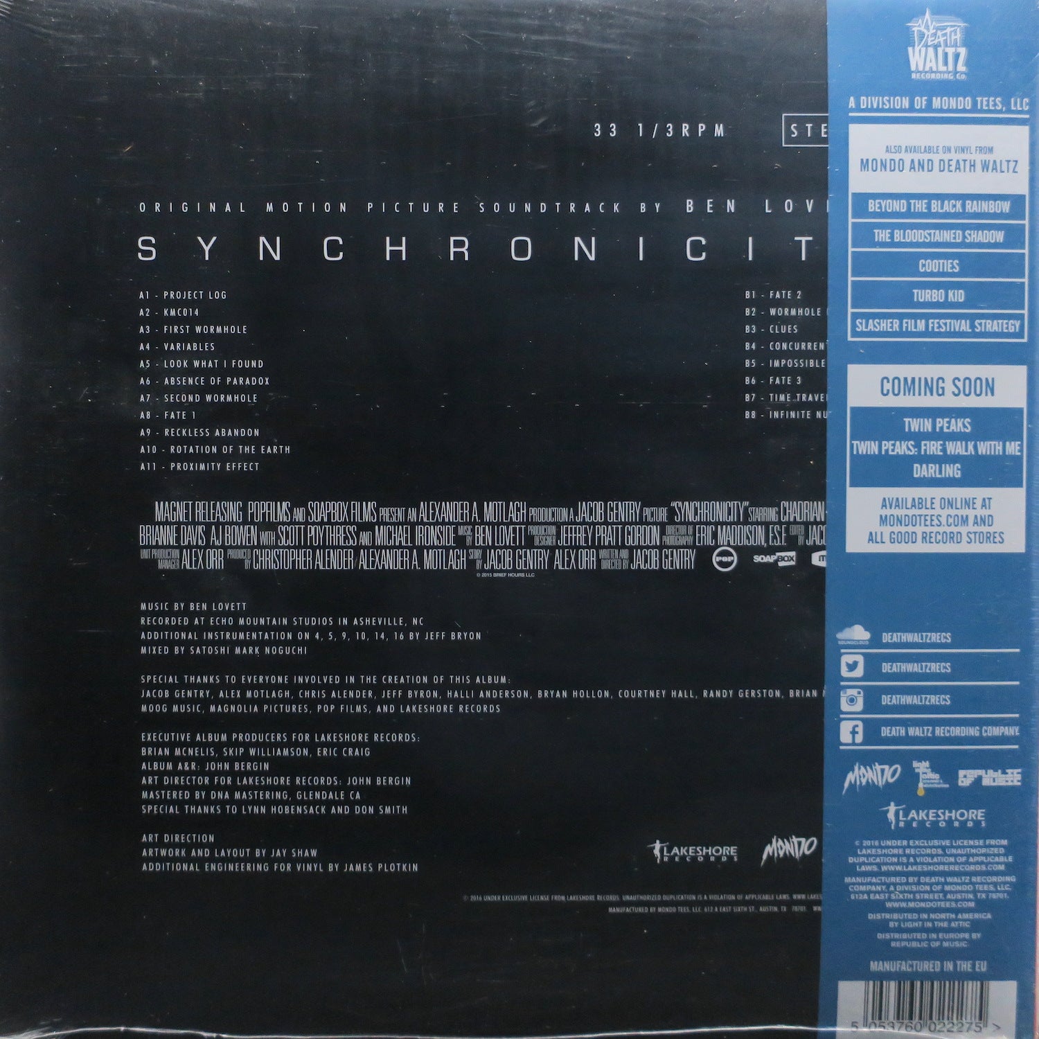 SYNCHRONICITY Movie Soundtrack by Ben Lovett - Limited Edition Vinyl LP Record - Perfect for Film Lovers & Music Collectors