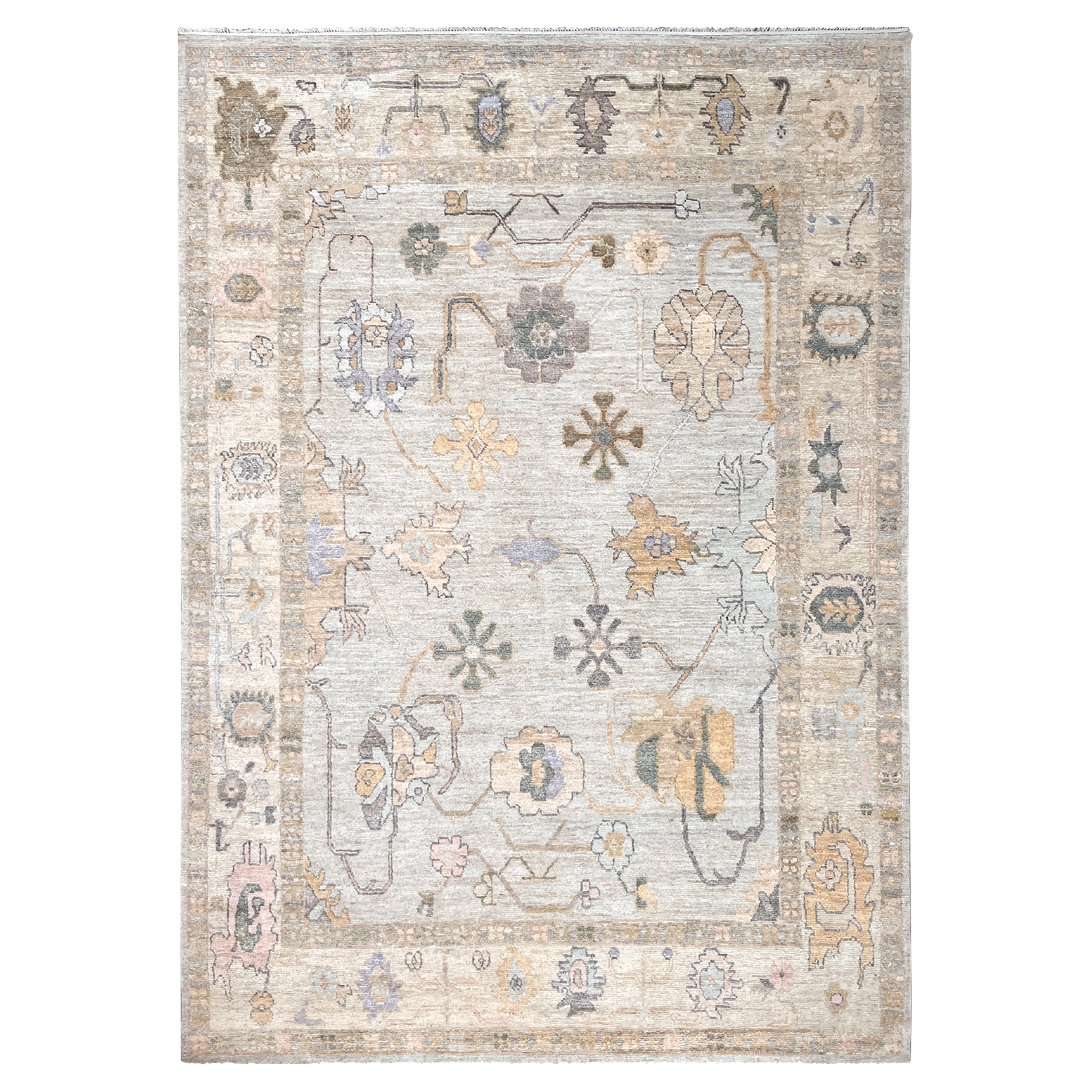 Blue Traditional Oushak Silk Rug 9' x 12' - Handmade Turkish Silk Carpet for Living Room, Bedroom & Home Decor
