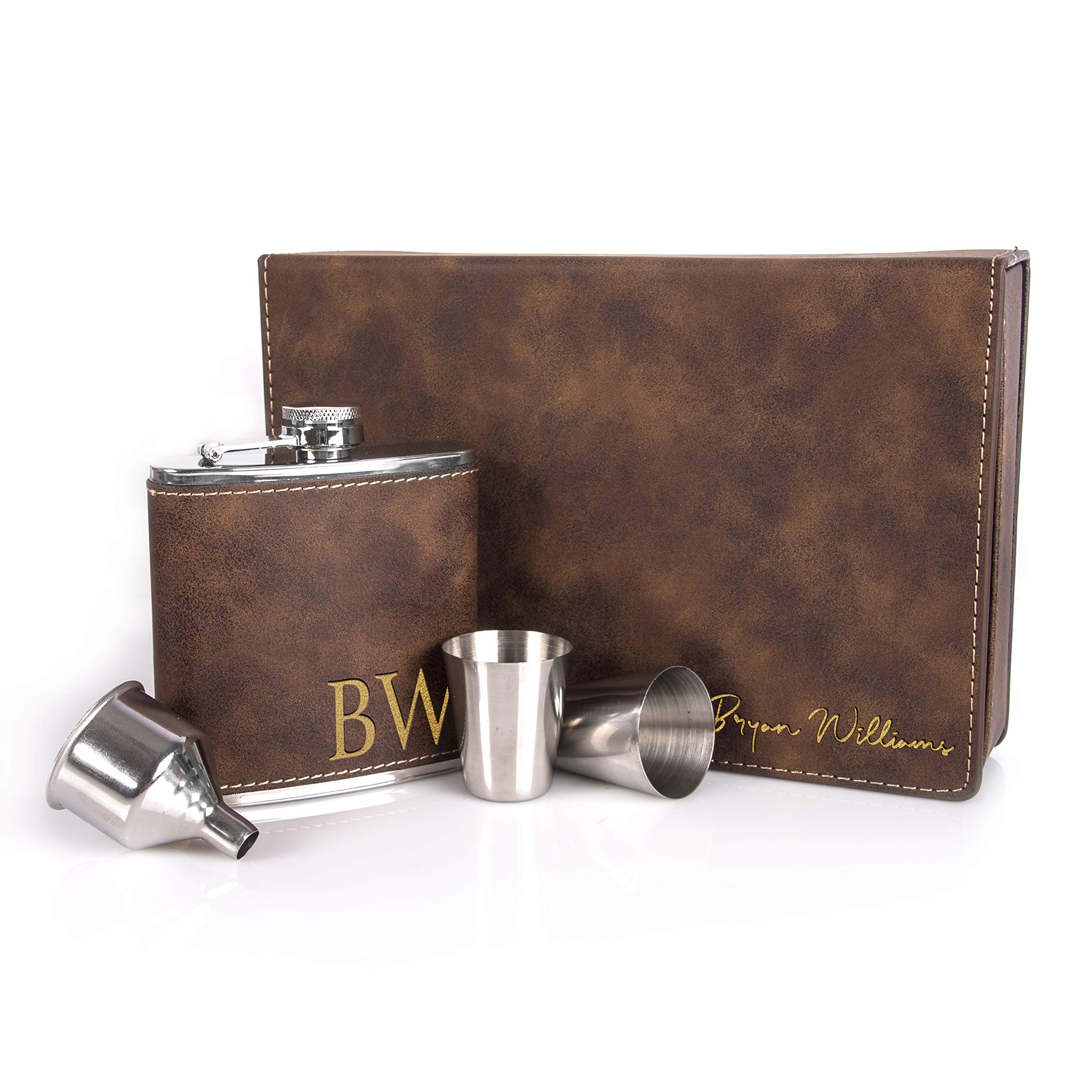 Set of 6 Personalized Engraved Groomsmen Flasks - 6oz Custom Whiskey Bottles with Gift Box & Funnel - Best Man Proposal Gift, Bachelor Party Team Gift - Perfect for Weddings, Anniversaries & Special Occasions