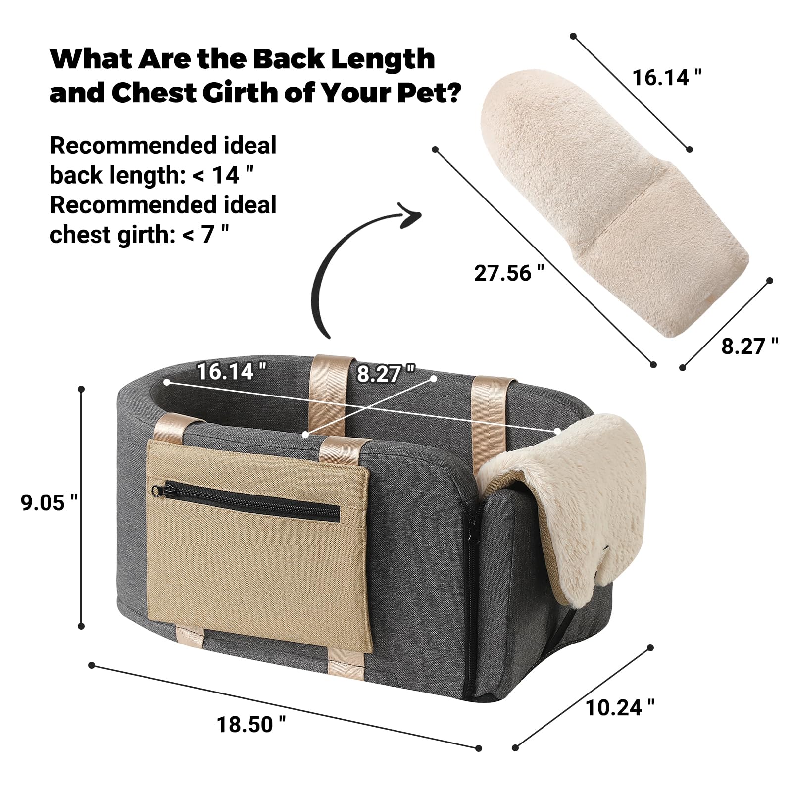 **Dog & Cat Car Seat Carrier with Safety Tethers - Portable Pet Booster Seat for Car Travel, Easy-Carry Strap & Armrest Design - Perfect for Road Trips, Vet Visits & Daily Commutes**