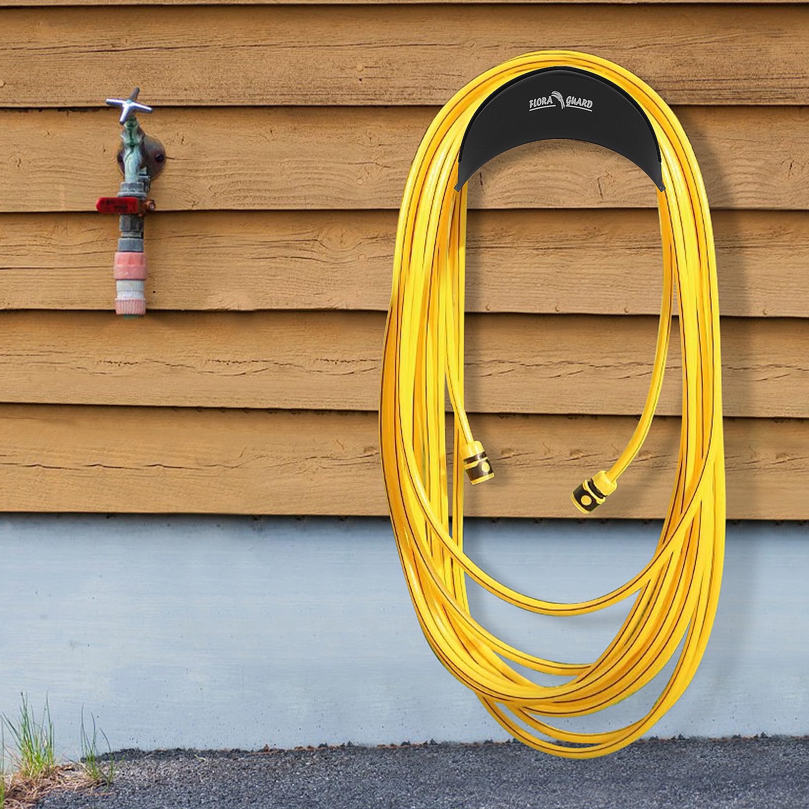 FLORA GUARD Heavy Duty Metal Hose Reel - 125Ft Capacity, Rustproof for Outdoor Garden Use