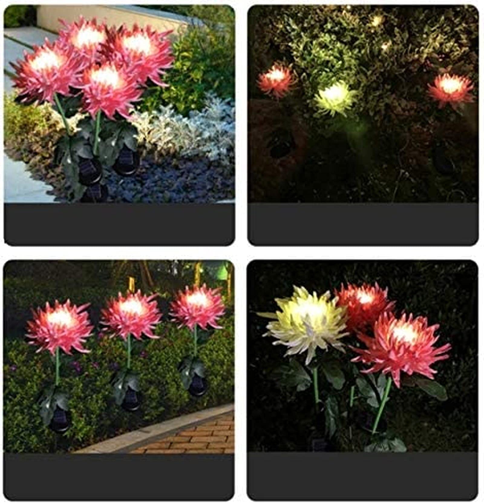 Solar Powered Yellow LED Chrysanthemum Garden Stake - Outdoor Artificial Flower Lights for Landscape Decoration | Perfect for Backyard, Patio, Pathway & Garden Decor at Night