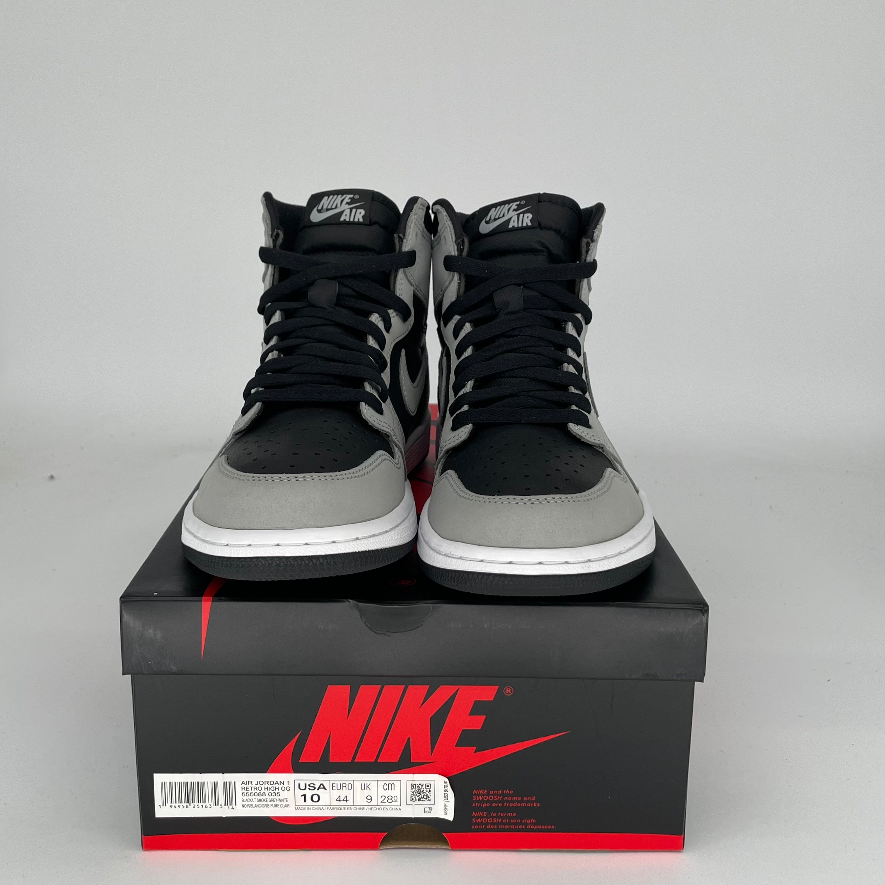 AIR JORDAN 1 SHADOW 2.0 Men's Basketball Shoes Size 10 - Black/Gray (555088-035) | Retro Sneakers for Streetwear & Casual Outfits