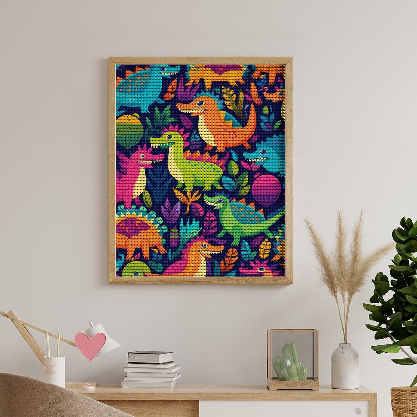 Vibrant Dinosaur Diamond Painting Kit - DIY Full Drill 5D Mosaic Art for Wall Decor | Perfect for Home, Office, Kids Room & Gift Giving