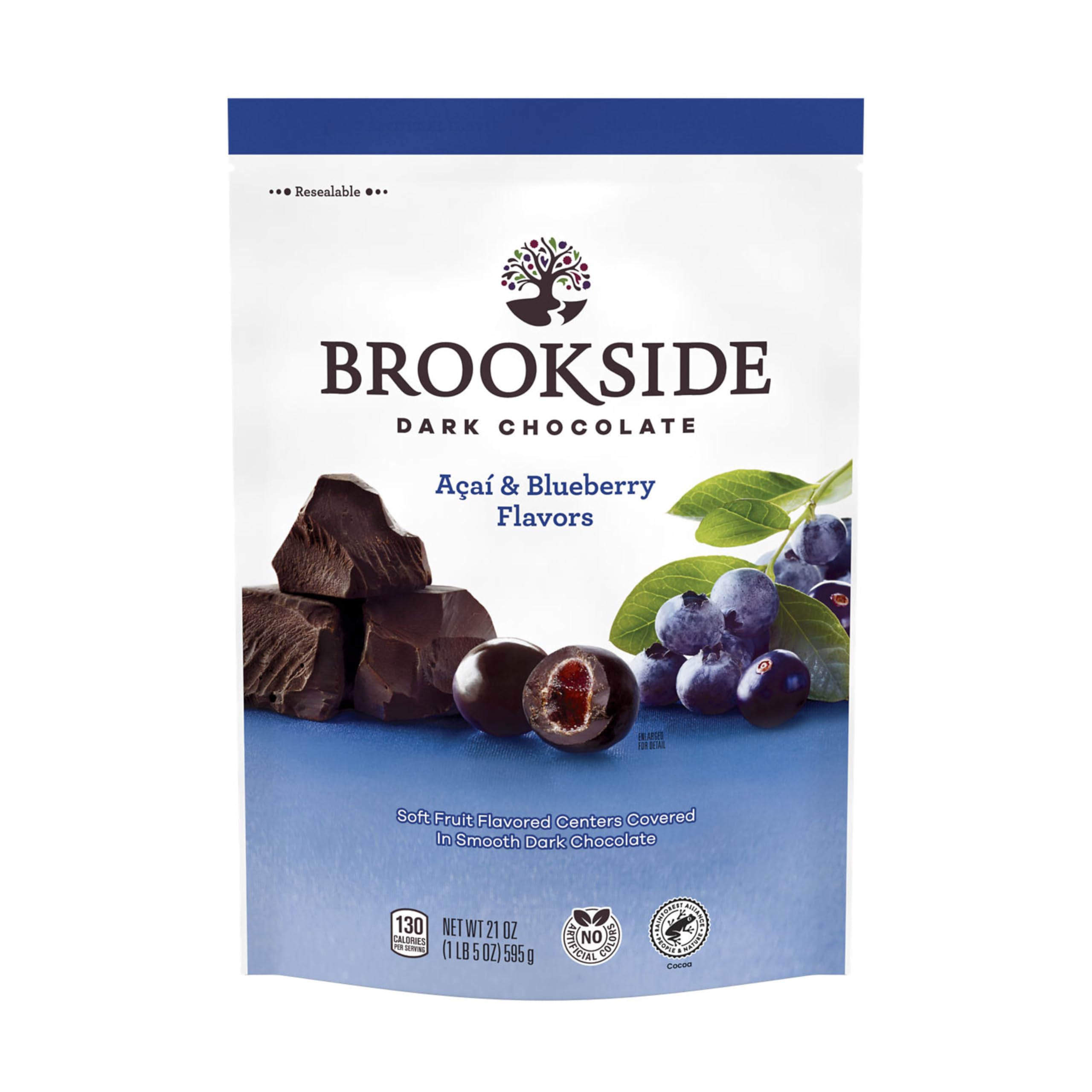 BROOKSIDE Dark Chocolate with Acai & Blueberry Flavors - 21 oz Resealable Bag | Healthy Snack for Work, Travel & Dessert