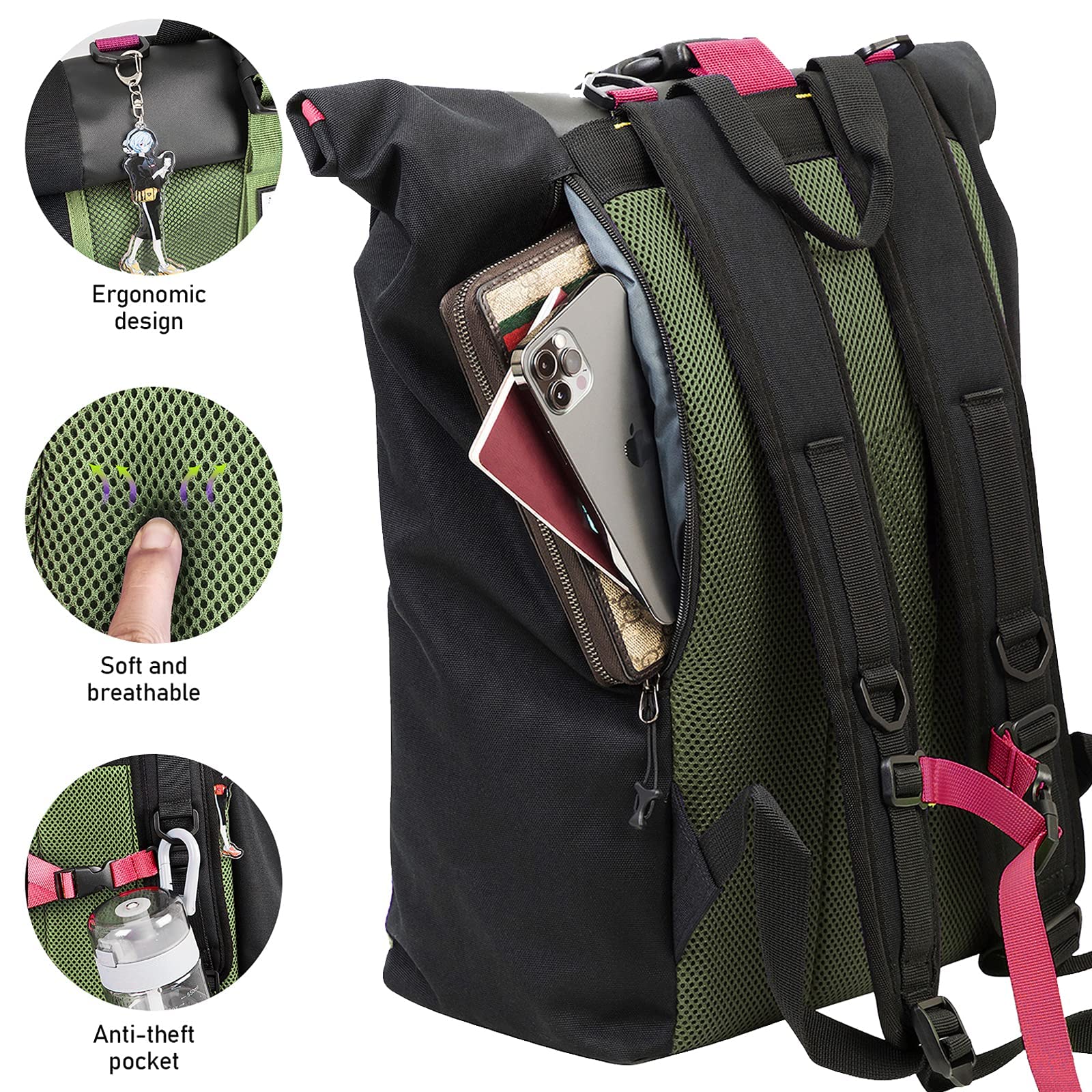 Evangelion Anime Backpack 28L Waterproof Travel Hiking Backpack for Men & Women - Perfect for School, Work, Outdoor Adventures & Daily Commute