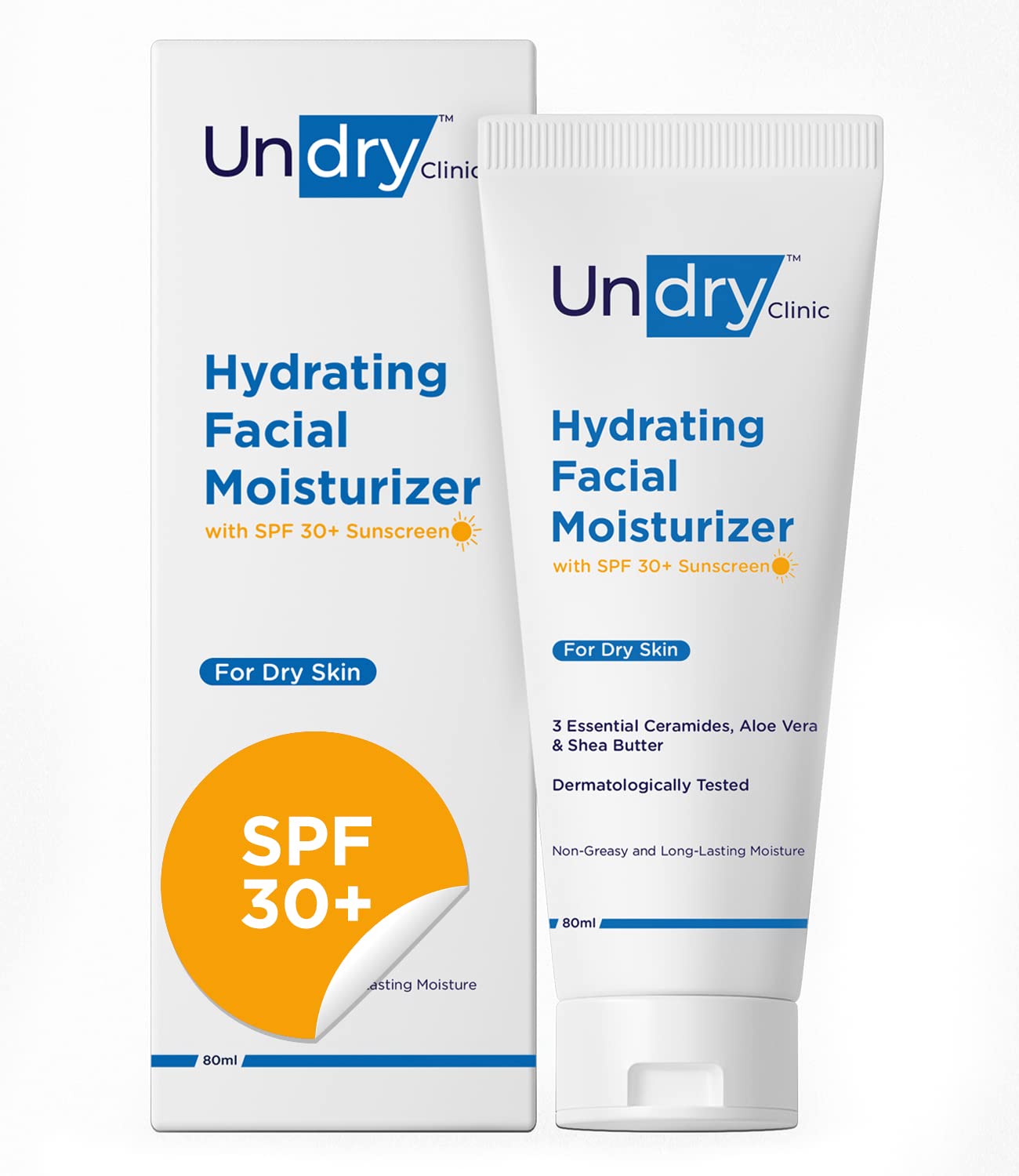 SPF30 Facial Moisturizer for Dry Skin - 80ml Hydrating Face Cream with Sunscreen for Men & Women | Daily Skincare Routine, Sun Protection, All-Day Hydration