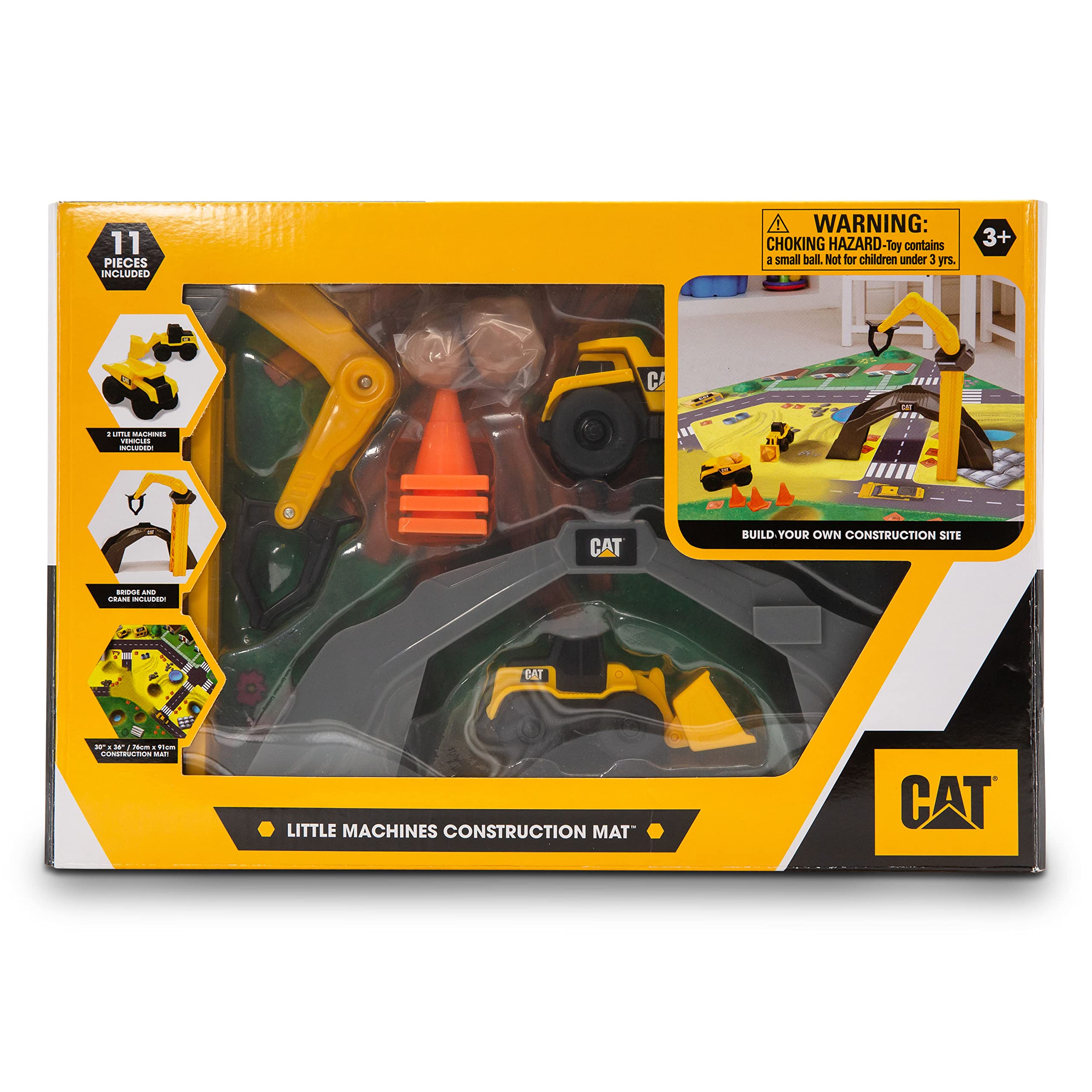 CAT Construction Toys Set - Mini Construction Vehicles & Play Mat for Kids Ages 3+ | Sensory Learning Toys, Collectible Bulldozer & Excavator | Perfect for Indoor Play, Birthday Gifts & Early Education