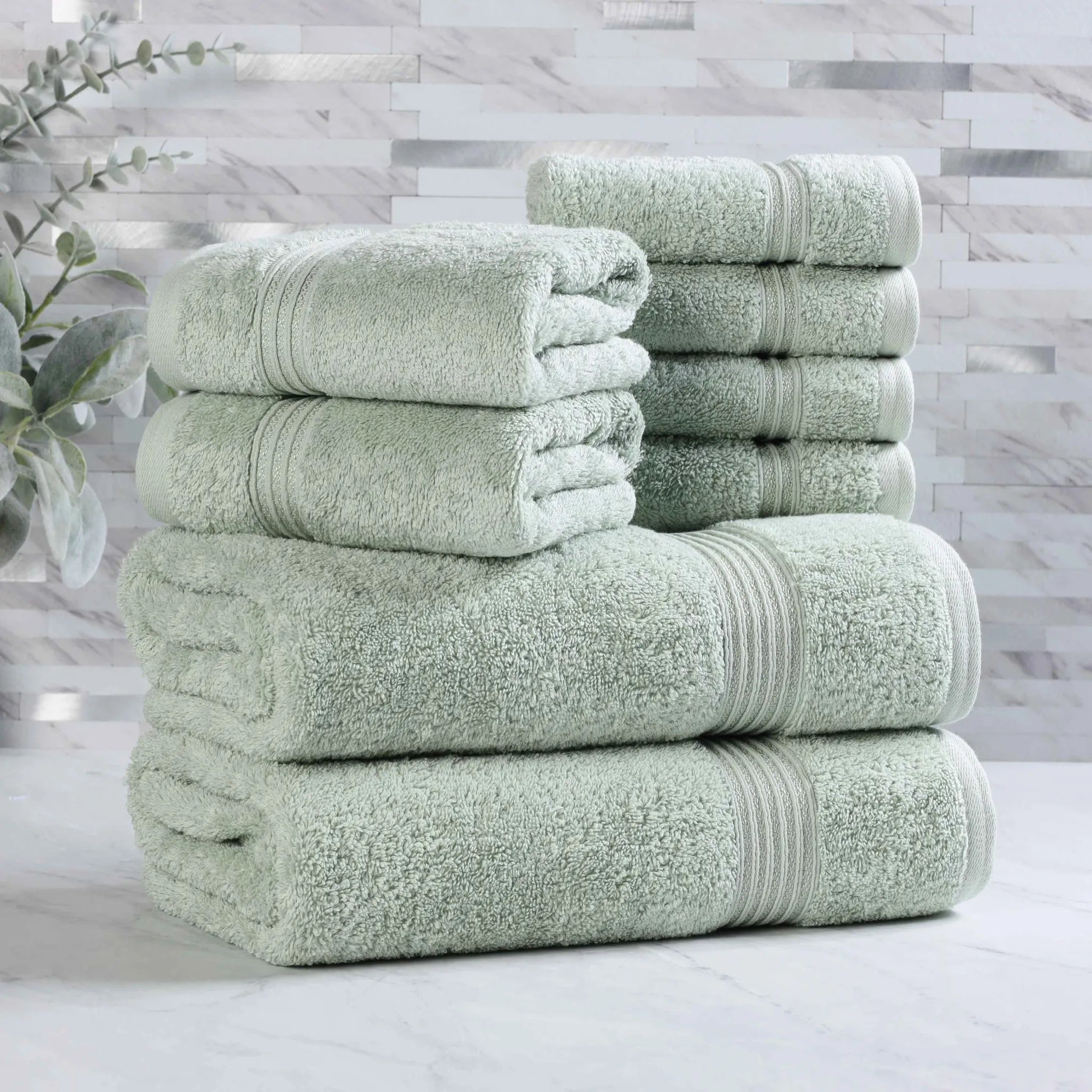 Premium Heritage Egyptian Cotton Plush Heavyweight 8-Piece Bath Towel Set - Ultra Soft & Absorbent for Spa, Luxury Hotel & Home Bathroom Use
