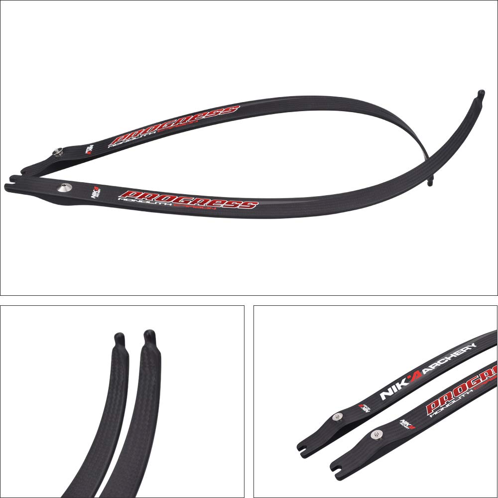 NIKA ARCHERY Recurve Bow Limbs Progress Series N3 Carbon Fiber Limbs 32-44 lbs for Target Practice & Hunting - High Performance Archery Equipment for Outdoor Sports
