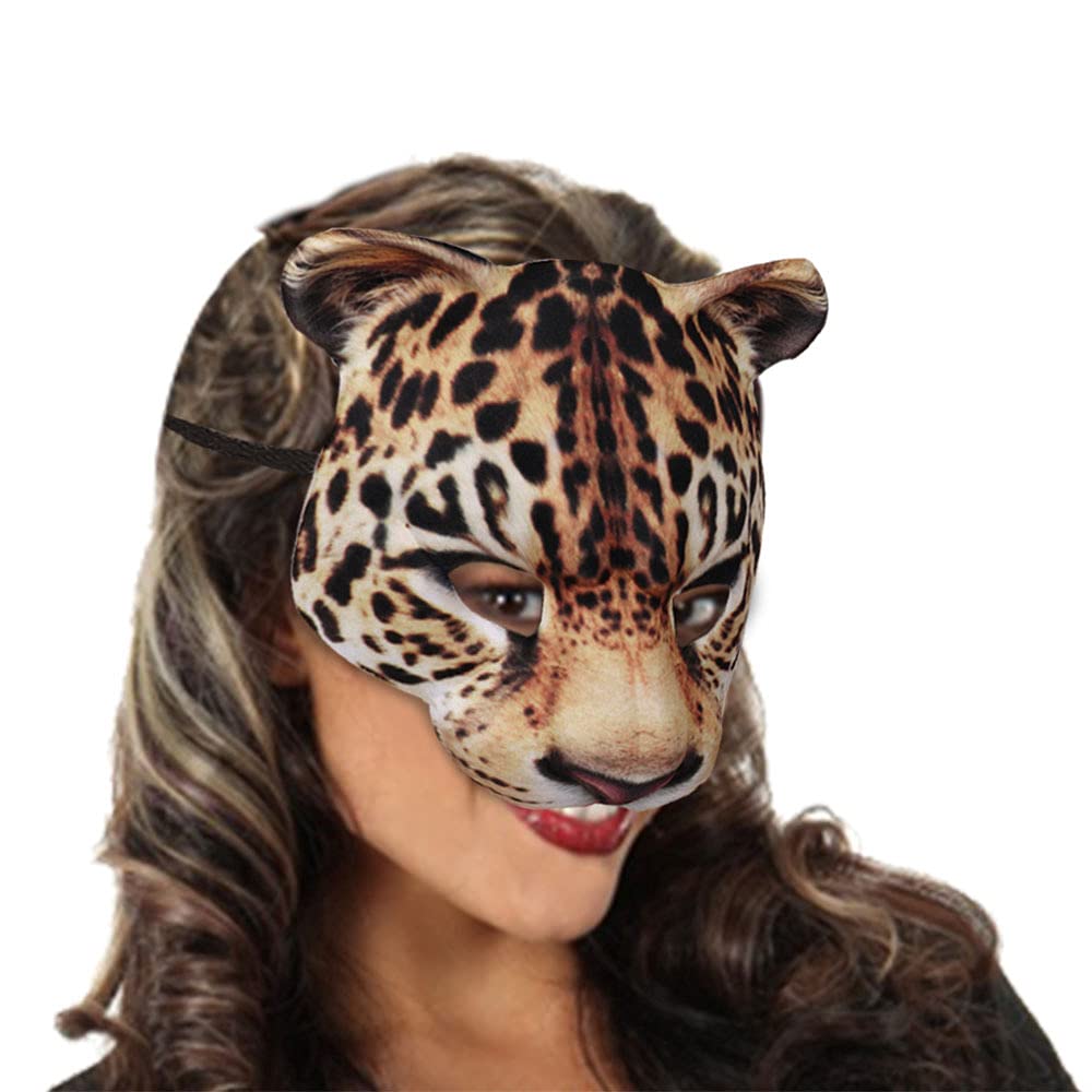 Halloween Half Face Animal Leopard Mask - 1PC Masquerade Costume Accessory for Carnival Party, Cosplay & Dress Up | Perfect for Halloween Celebrations, Themed Events & Costume Parties